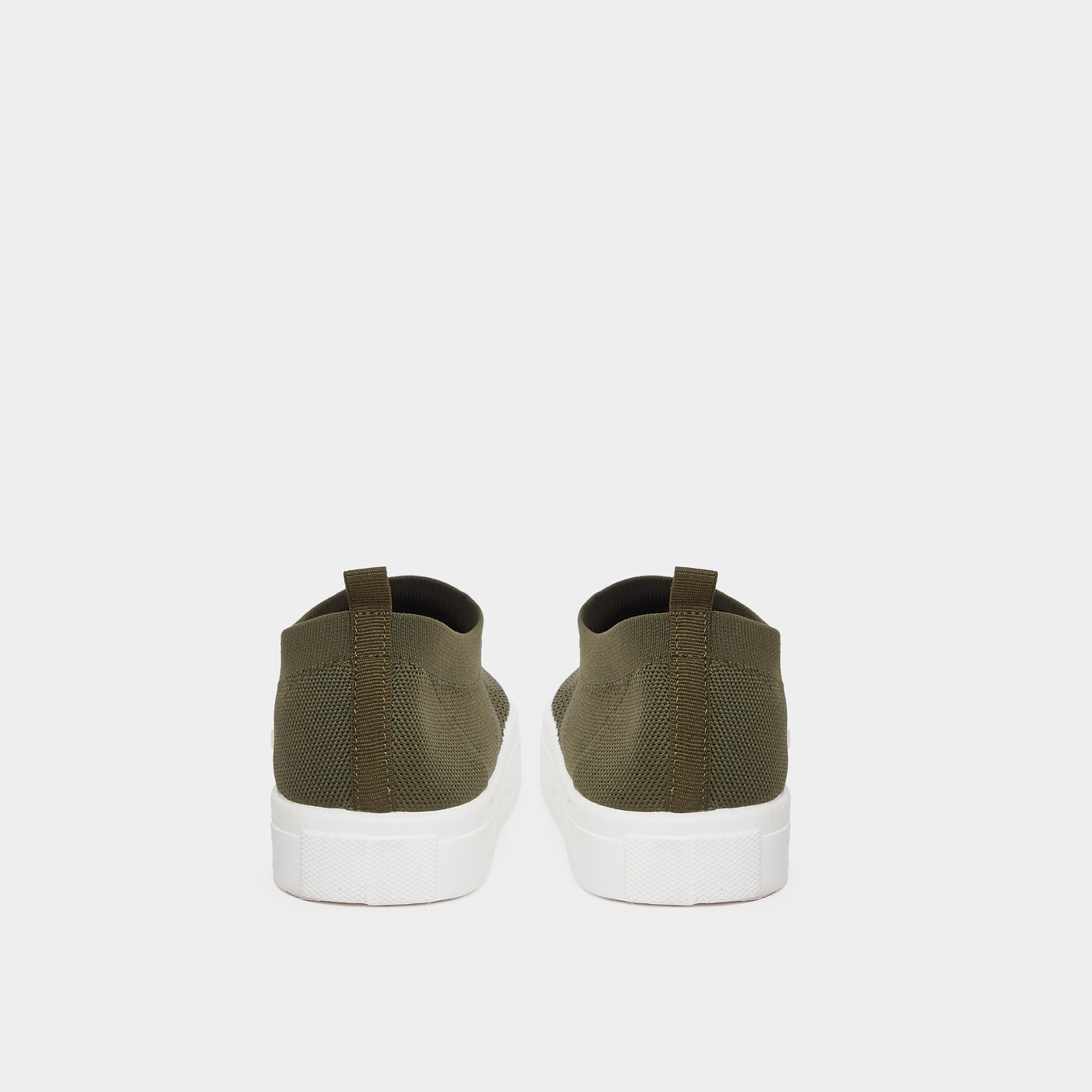 Styli Men Olive Knit Slip-On Sneakers-men-shoes-sneakers-image-4