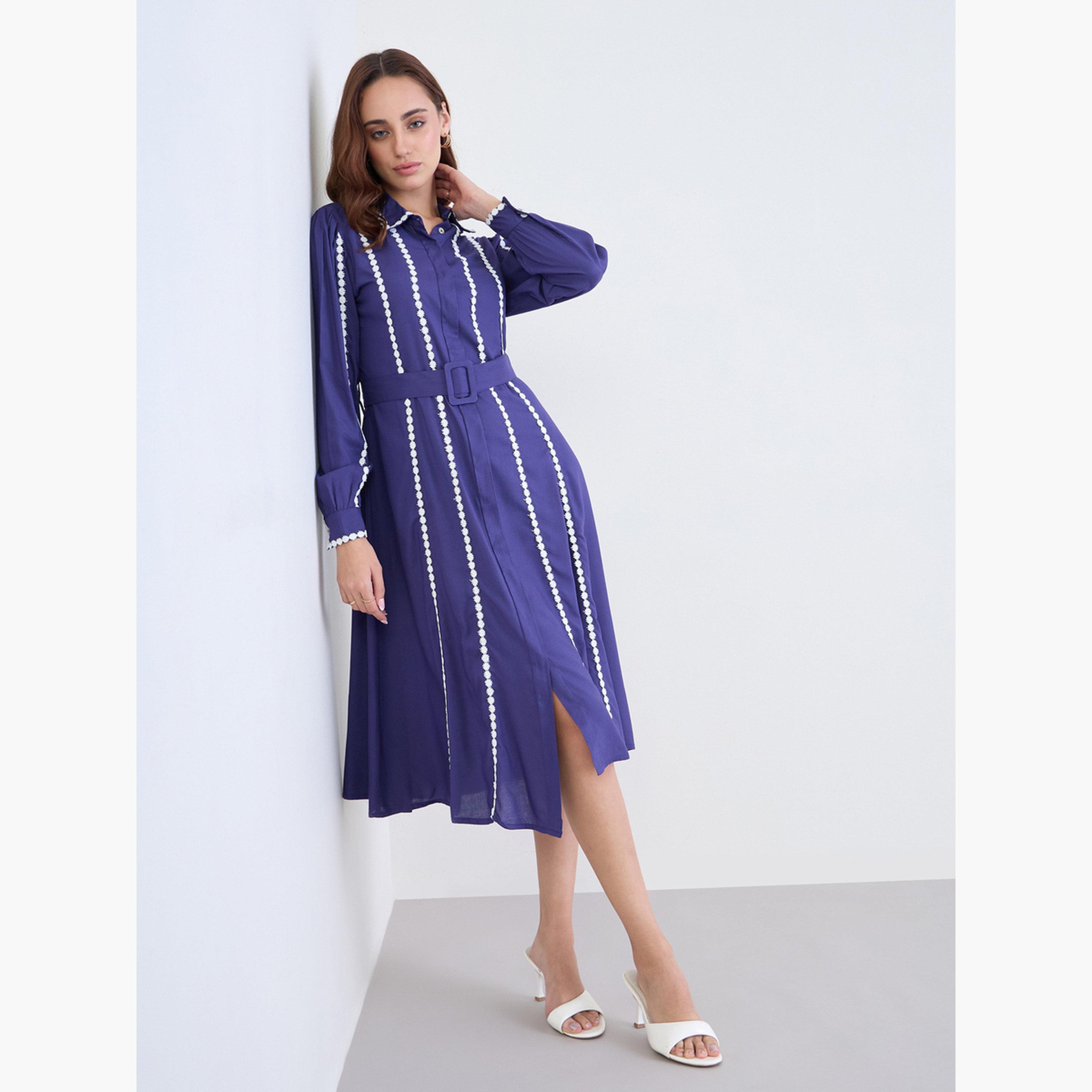 فستان قميص ميدي بحواف دانتيل-women-clothing-dresses-image-2
