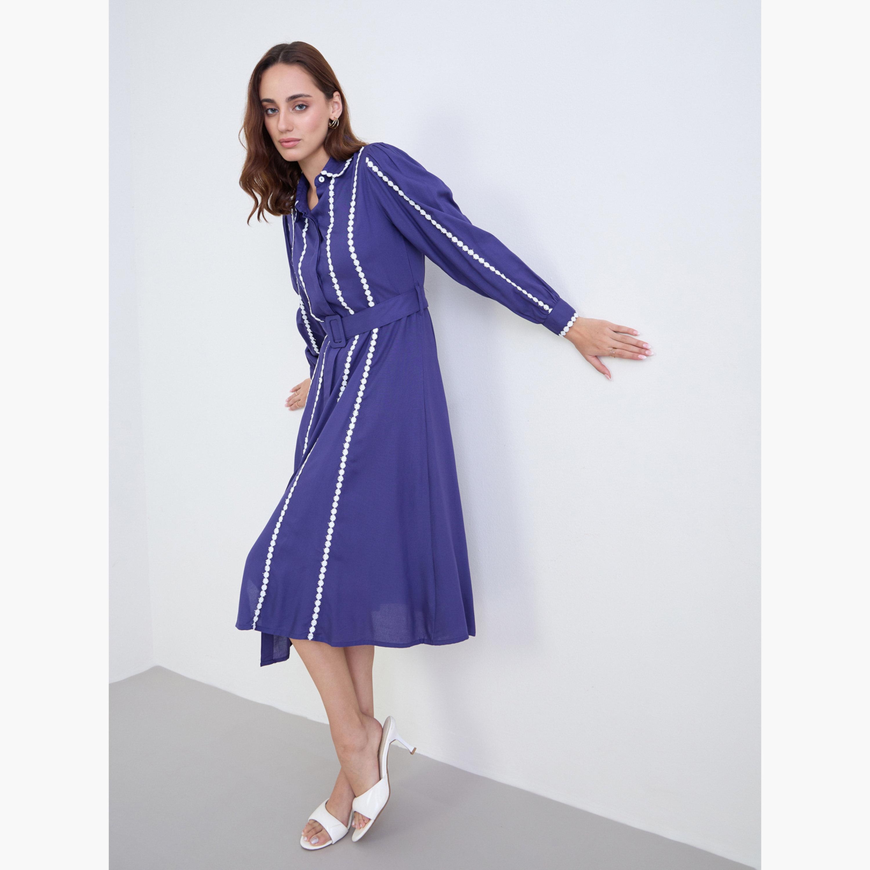 فستان قميص ميدي بحواف دانتيل-women-clothing-dresses-image-3