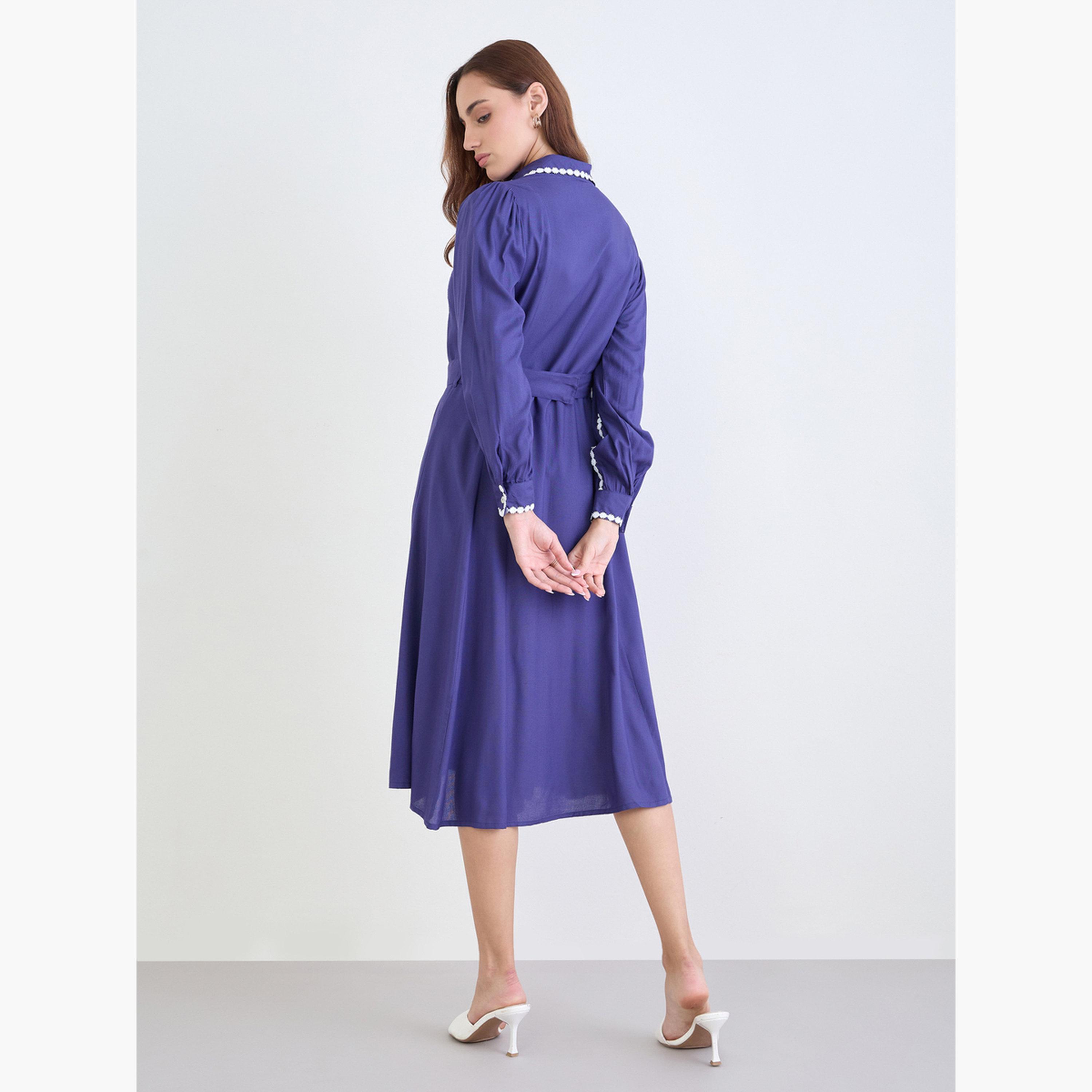 فستان قميص ميدي بحواف دانتيل-women-clothing-dresses-image-4