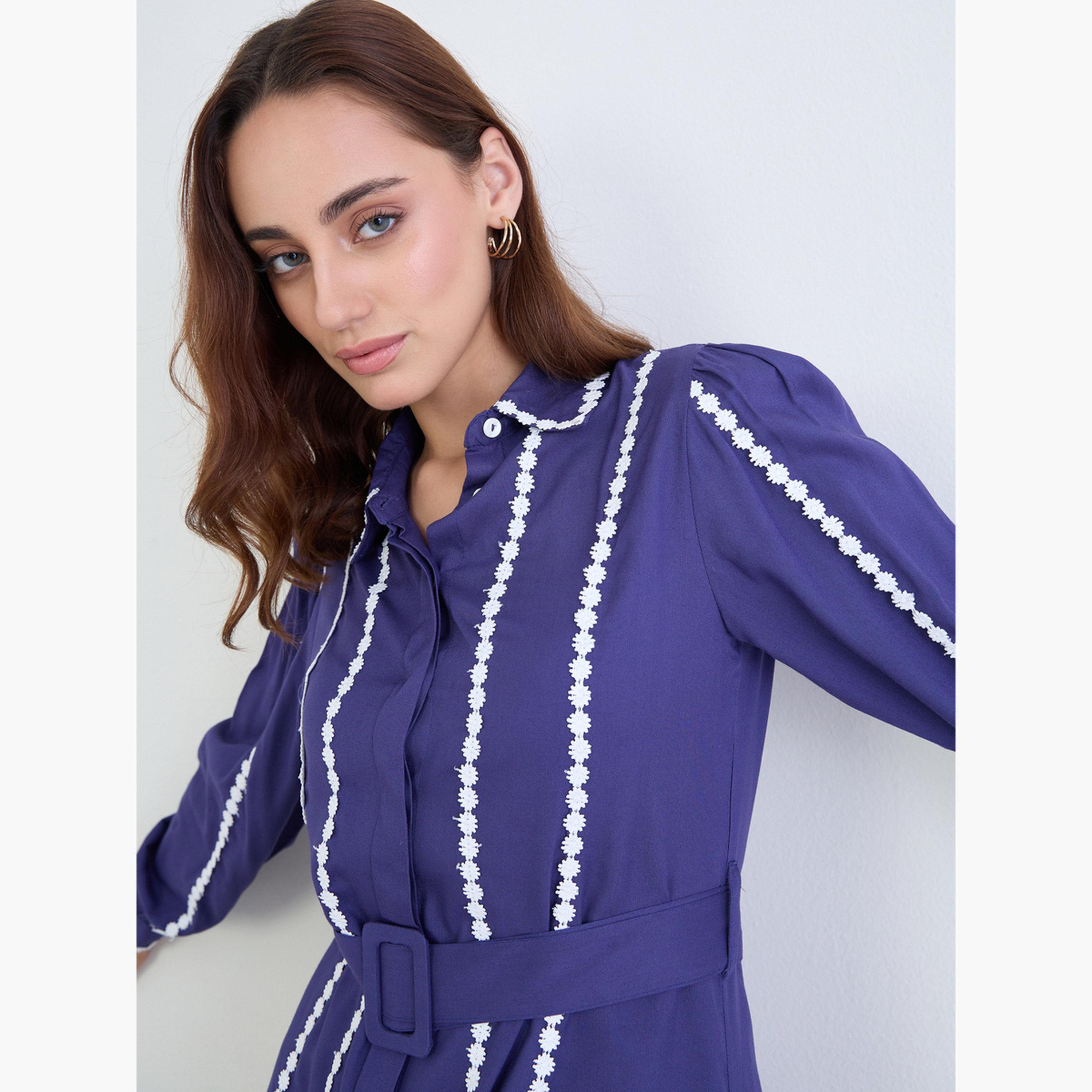 فستان قميص ميدي بحواف دانتيل-women-clothing-dresses-image-5