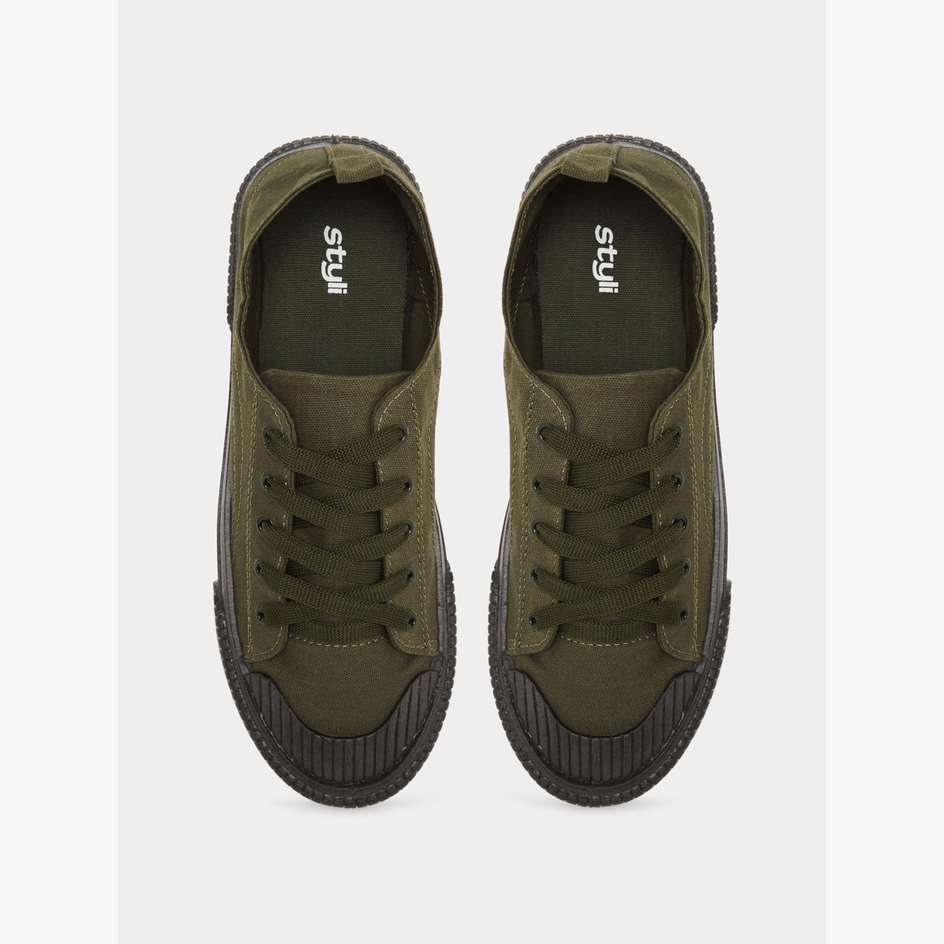 Styli Men Olive Green Canvas Sneakers-men-shoes-sneakers-image-3