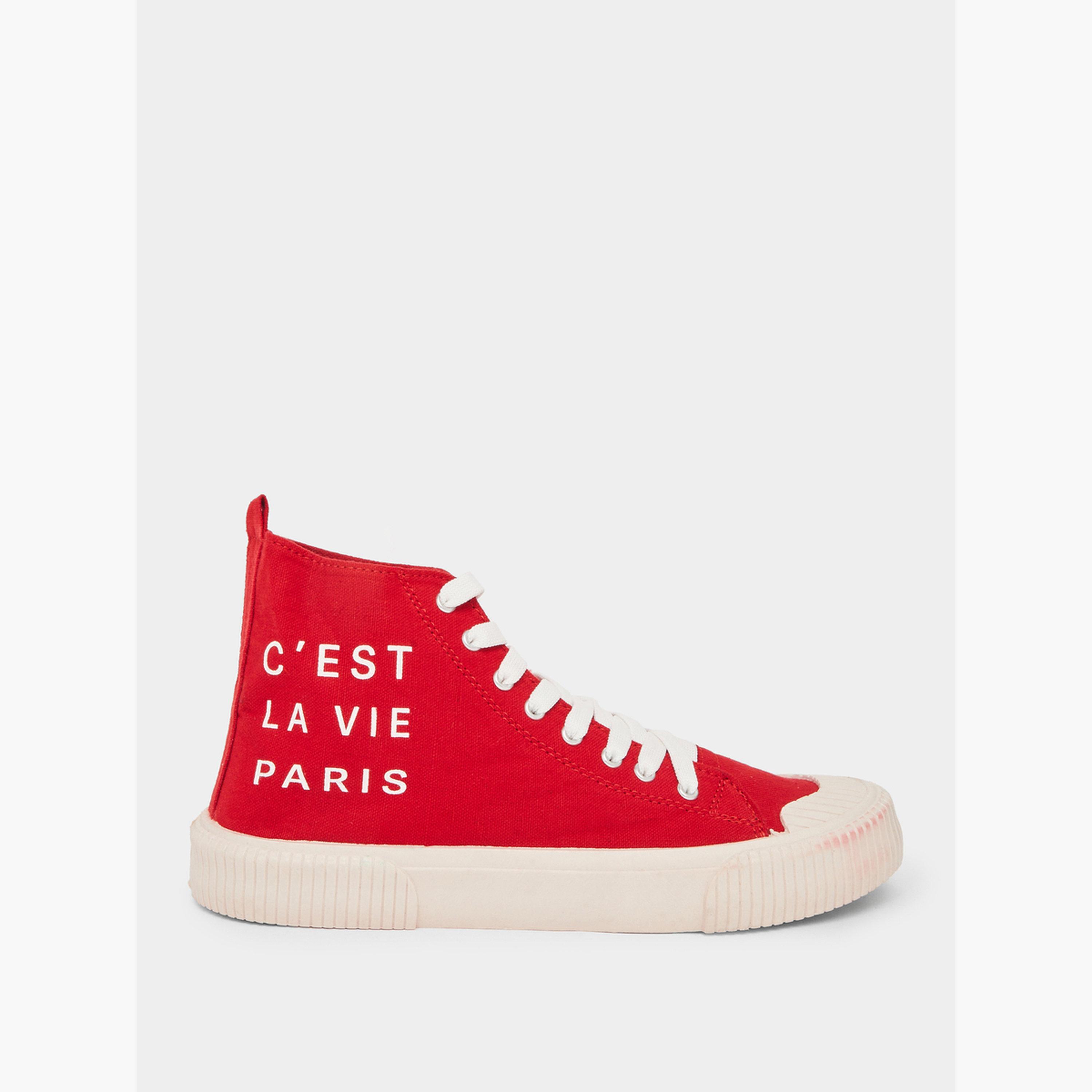 Styli Men High Top Slogan Printed Canvas Sneakers-men-shoes-sneakers-image-2