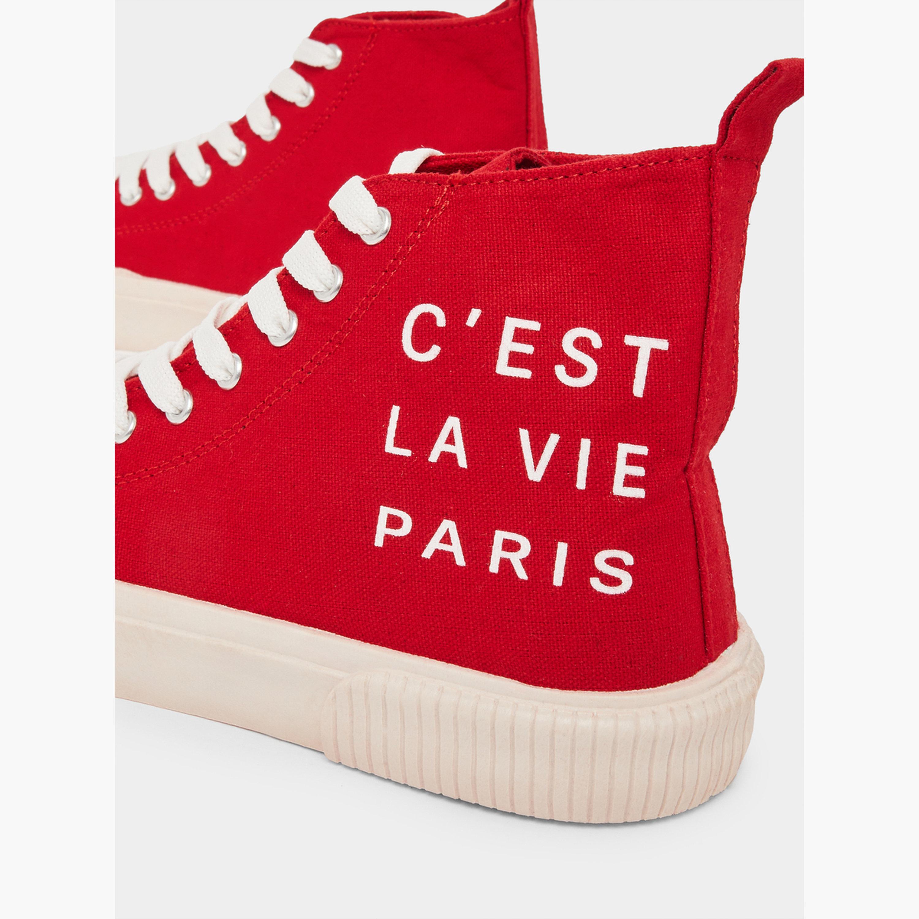 Styli Men High Top Slogan Printed Canvas Sneakers-men-shoes-sneakers-image-4