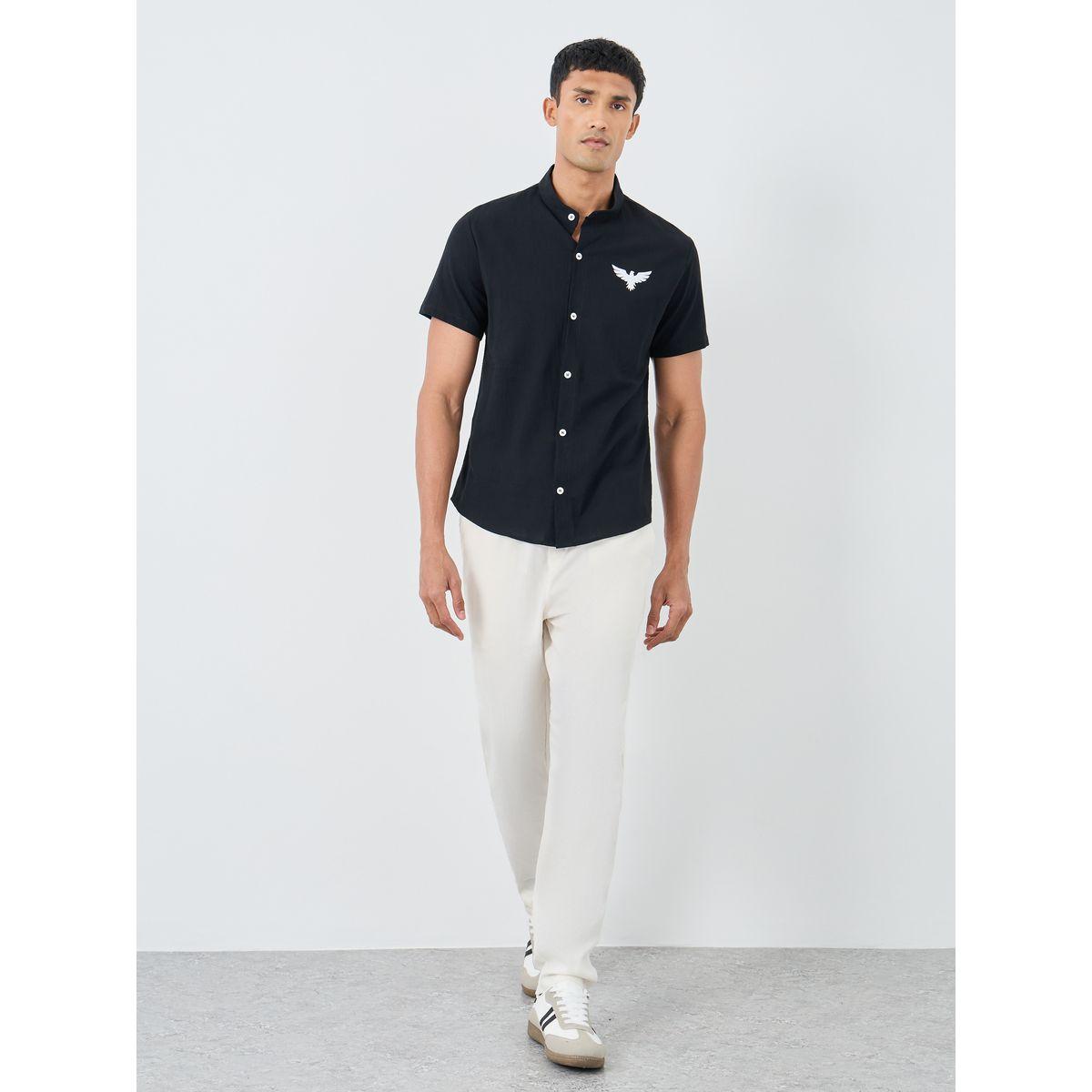 قميص بطبعة جرافيك وياقة ماندارين-men-clothing-shirts-image-2
