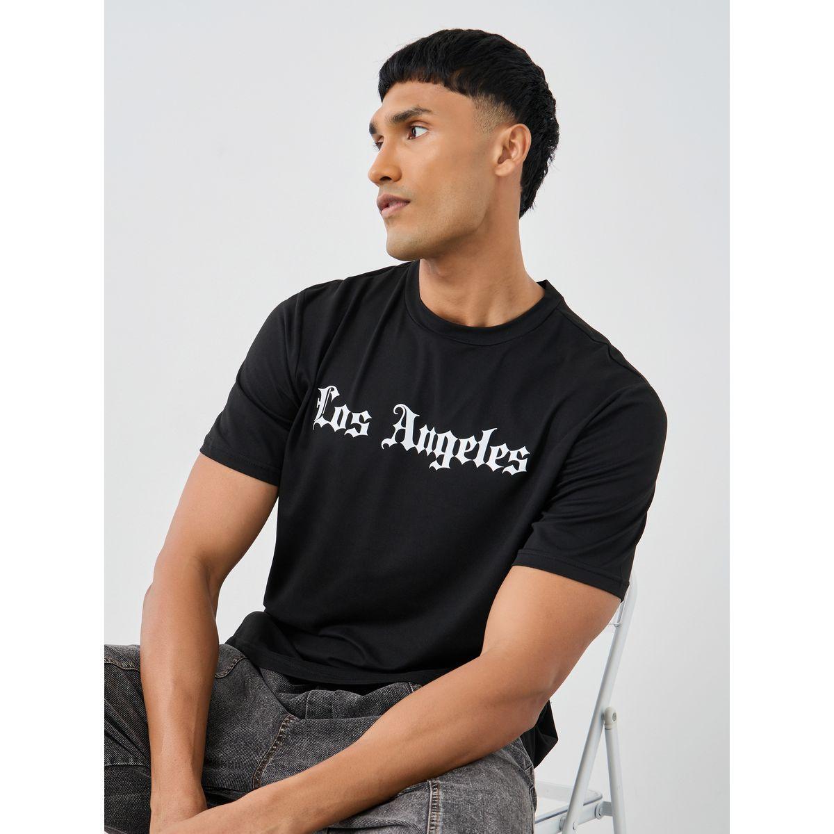 تيشيرت بطبعة كتابة وقصة عادية مع ياقة دائرية-men-clothing-tshirtsandpolos-tshirts-image-1