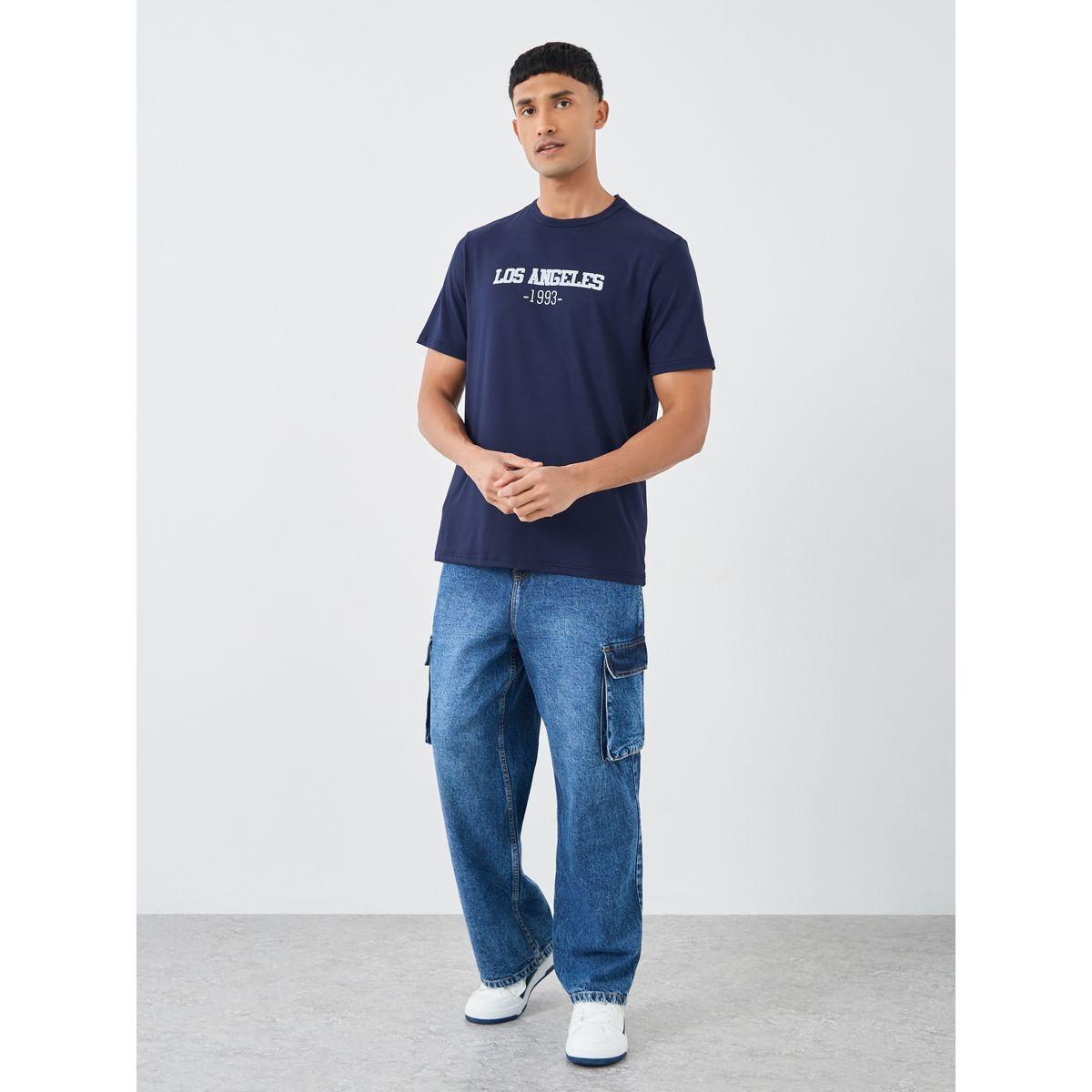 تيشيرت بطبعة كتابة وقصة عادية مع ياقة دائرية-men-clothing-tshirtsandpolos-tshirts-image-2