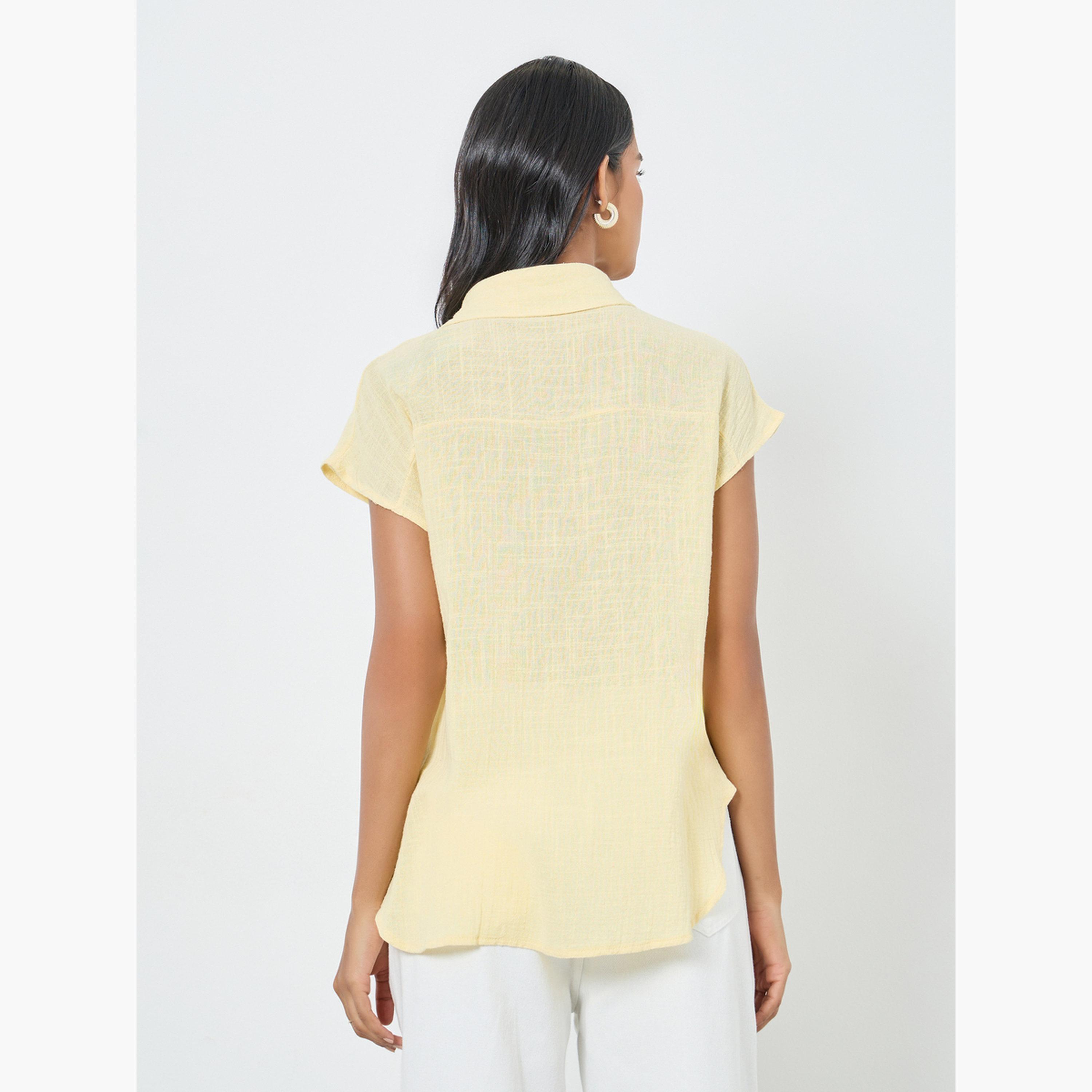 ستايلي - قميص أصفر طويل مع أزرار-women-clothing-shirtsandblouses-shirts-image-5
