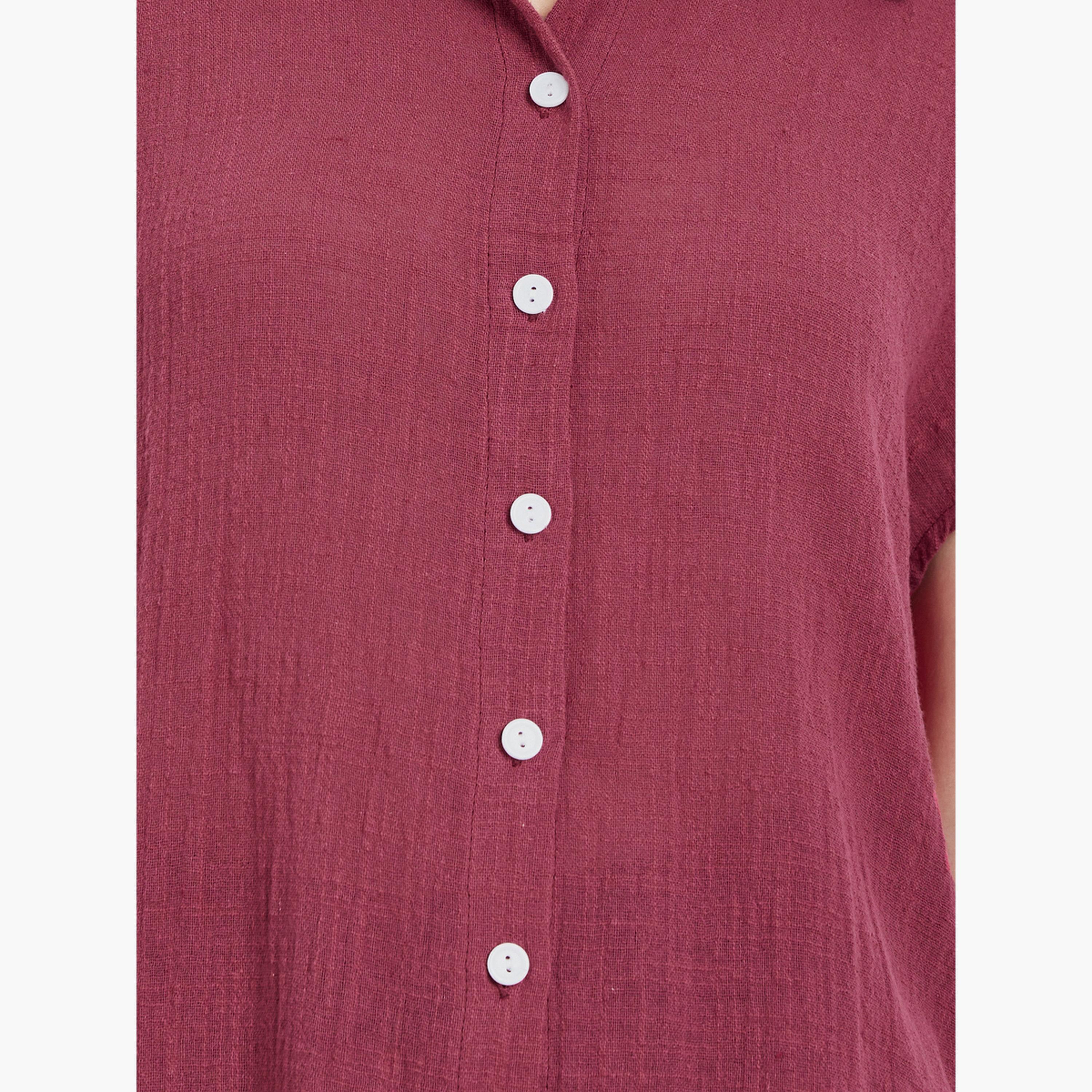 Take Two Burgundy Longline Shirt with Buttons-women-clothing-shirtsandblouses-shirts-image-3