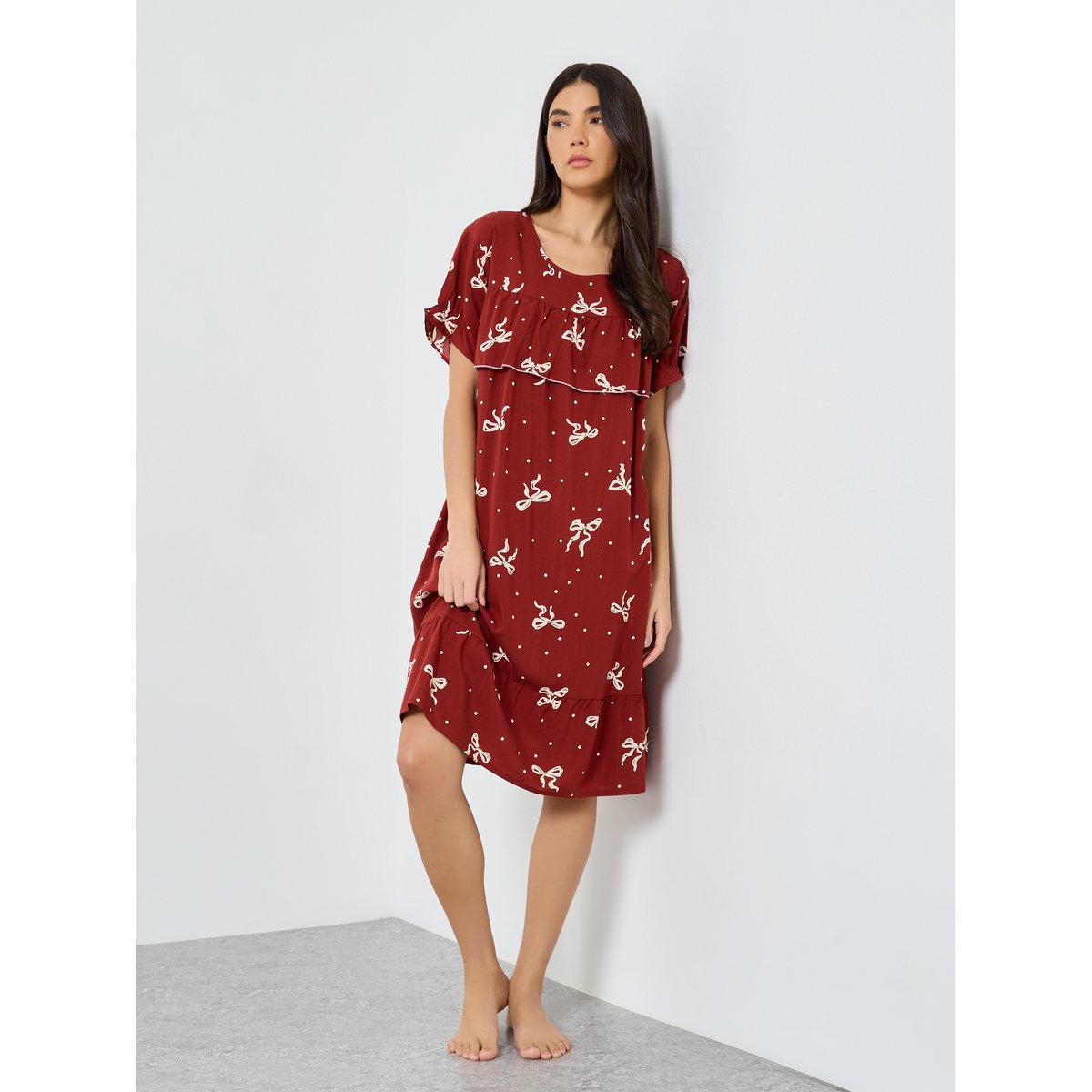 Styli All Over Bow Print Nightdress-women-clothing-nightwear-nighties-image-1