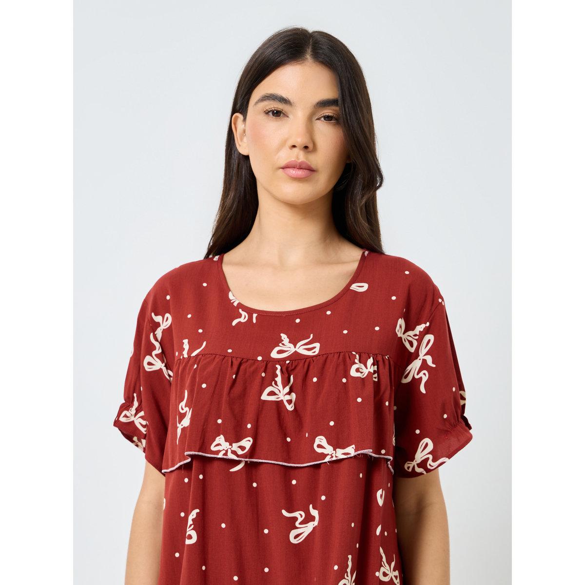 Styli All Over Bow Print Nightdress-women-clothing-nightwear-nighties-image-3