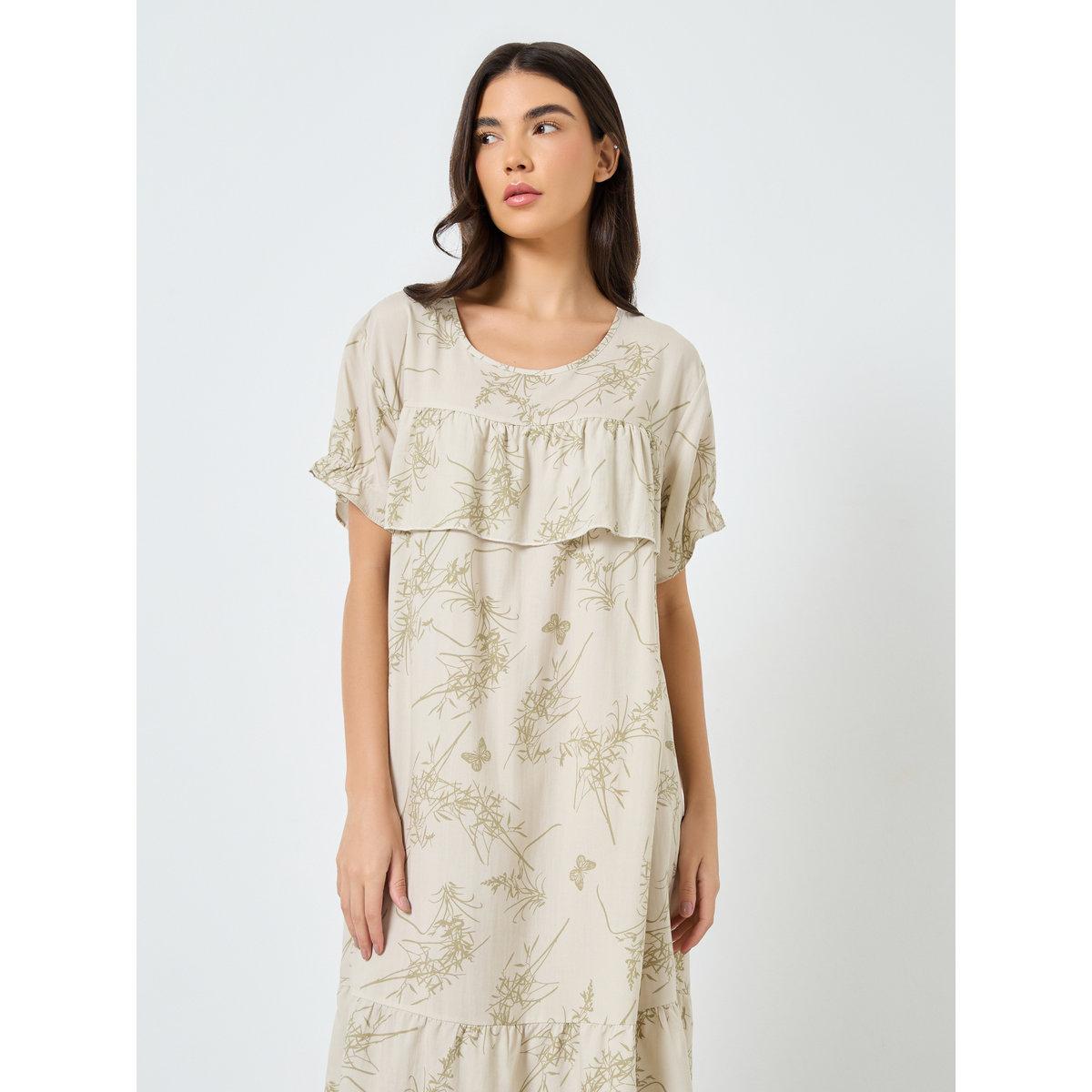 Styli Ruffled Graphic Print Nightdress-women-clothing-nightwear-nighties-image-2