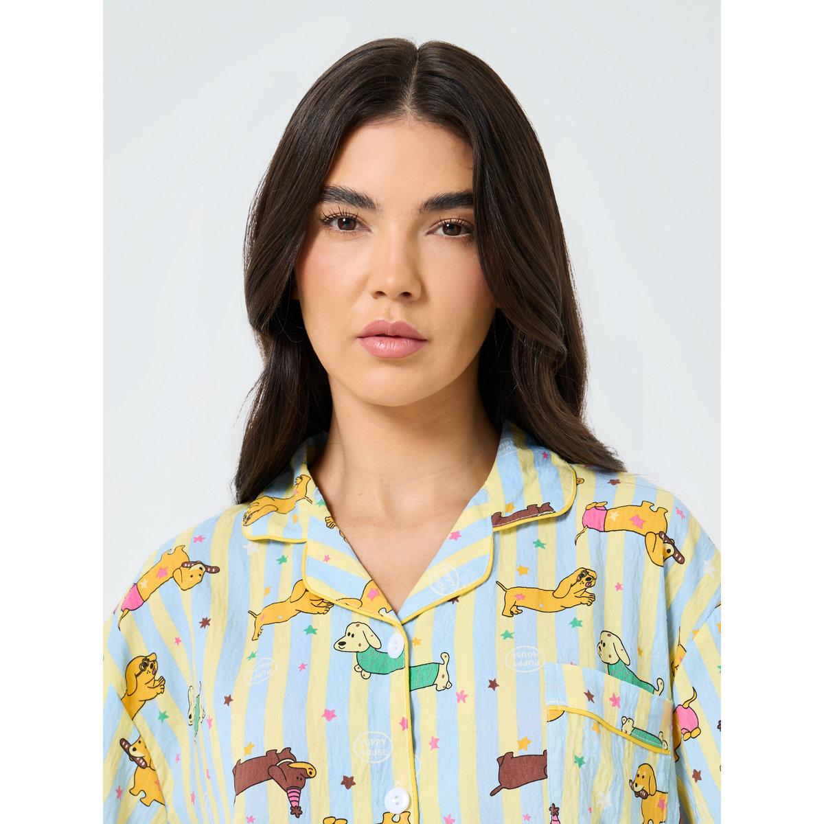 طقم من بنطال بيجاما وشورت مع بلوزة بطبعة حيوان-women-clothing-nightwear-pyjamas-longsets-image-4