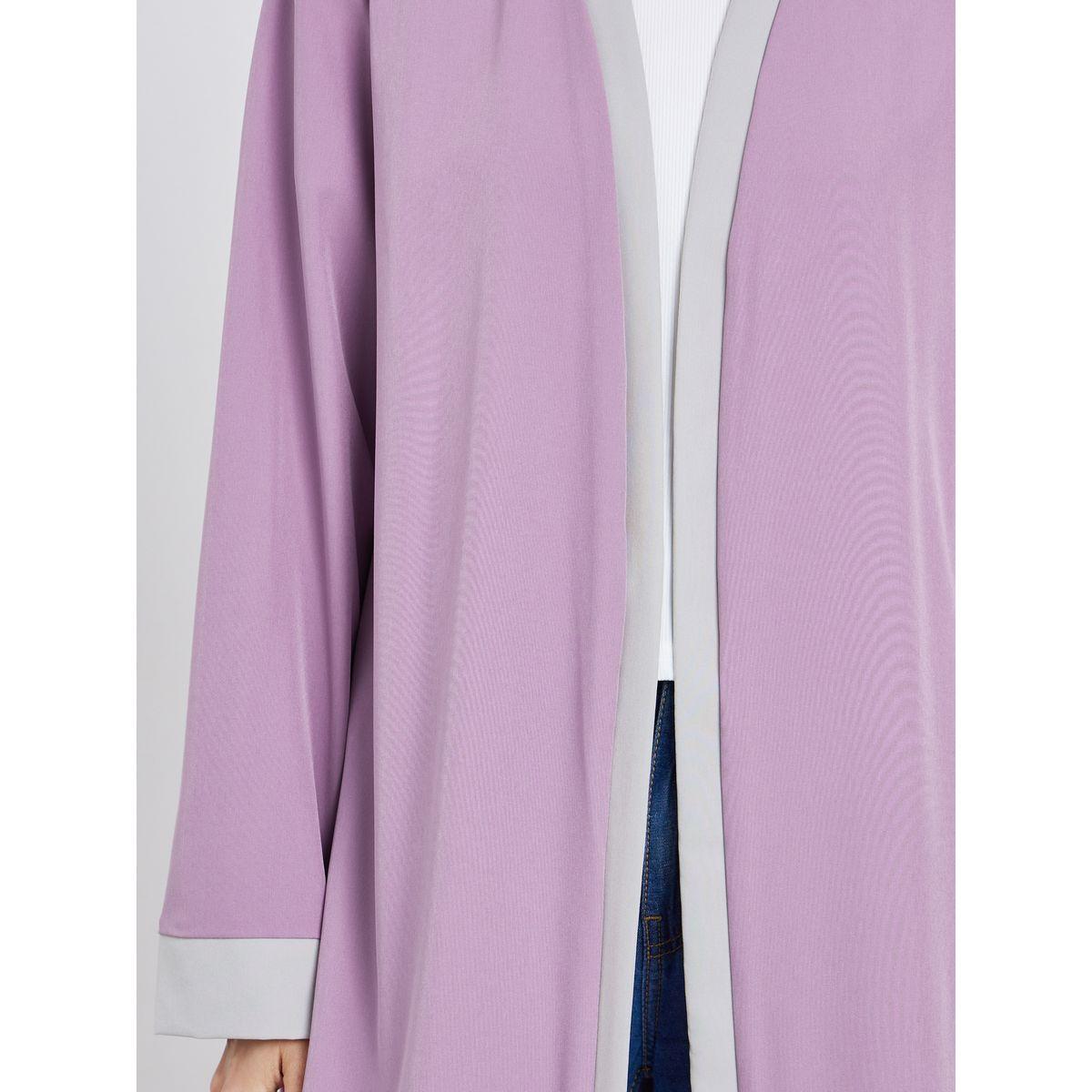 كيمونو سادة مفتوح بتفاصيل مُتباينة-women-arabicclothing-abayas-image-3