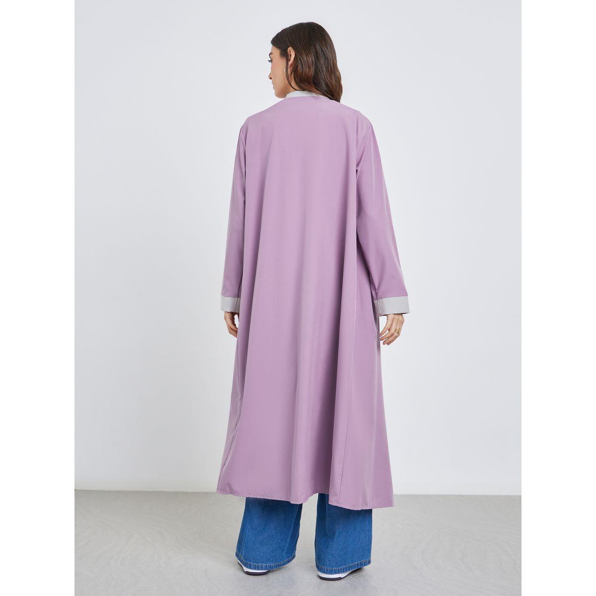 كيمونو سادة مفتوح بتفاصيل مُتباينة-women-arabicclothing-abayas-image-4