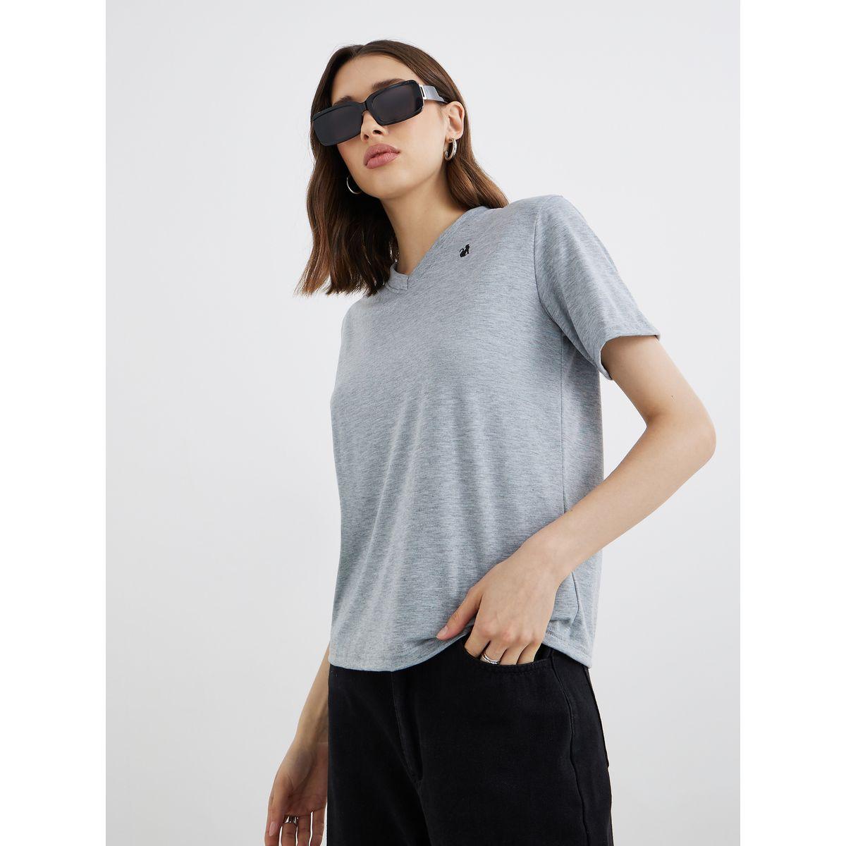 Styli Embroidered V-Neck Regular Fit T-Shirt-women-clothing-tshirts-image-1