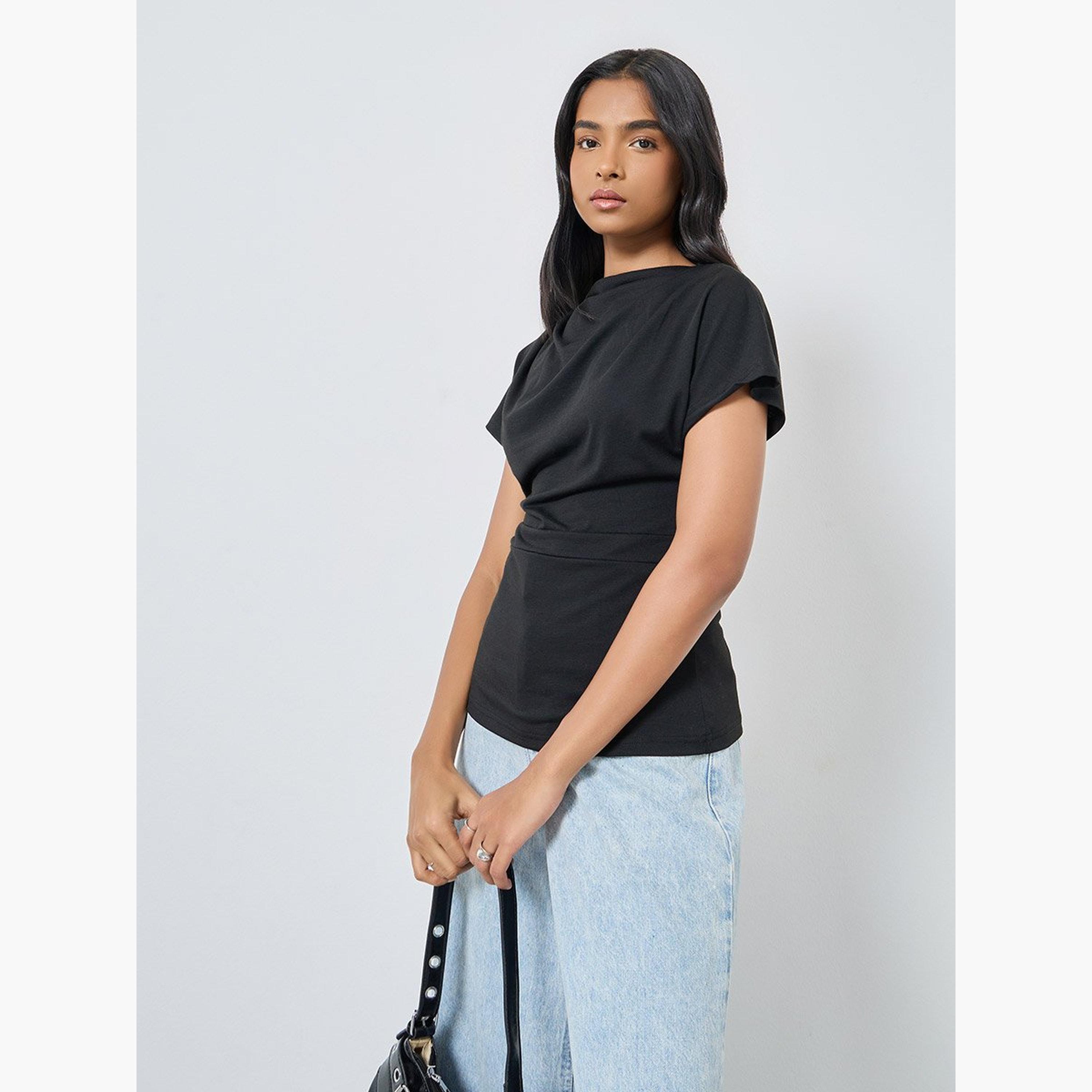 Take Two Solid Regular Fit Knitted T-Shirt-women-clothing-tshirts-image-1