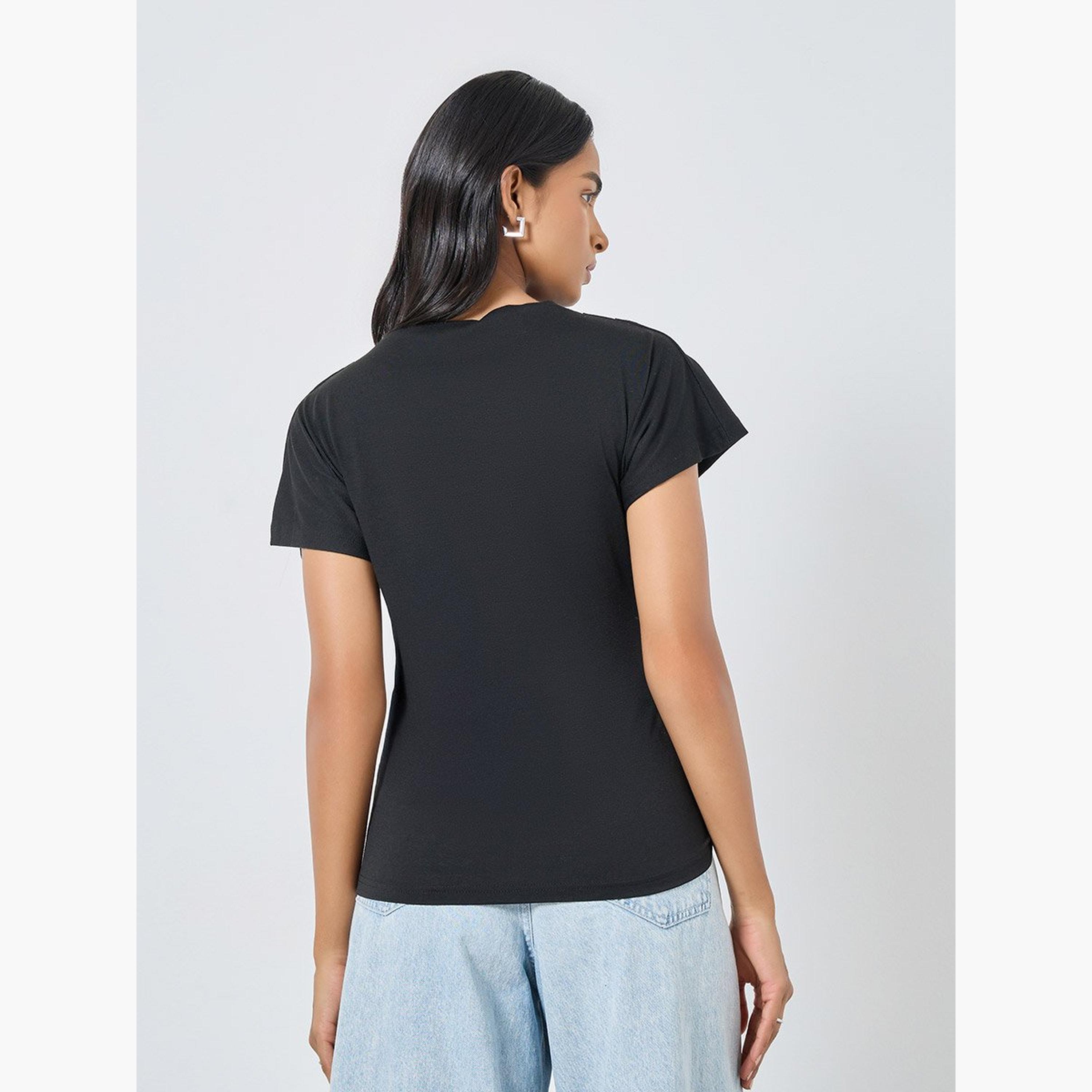 Take Two Solid Regular Fit Knitted T-Shirt-women-clothing-tshirts-image-4