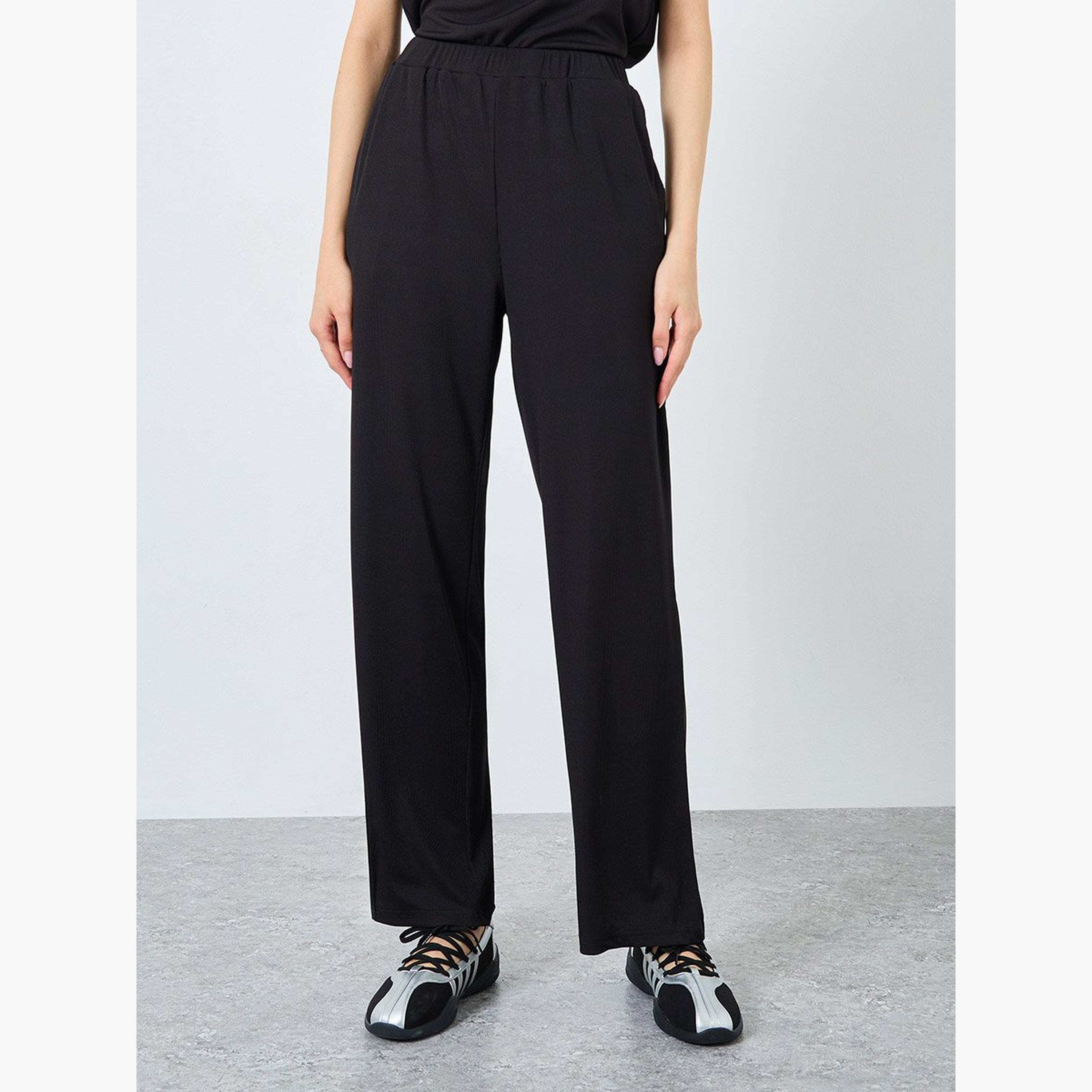 Take Two Black Ribbed Tank Top and Trousers Co-Ords-women-clothing-coordsets-image-5
