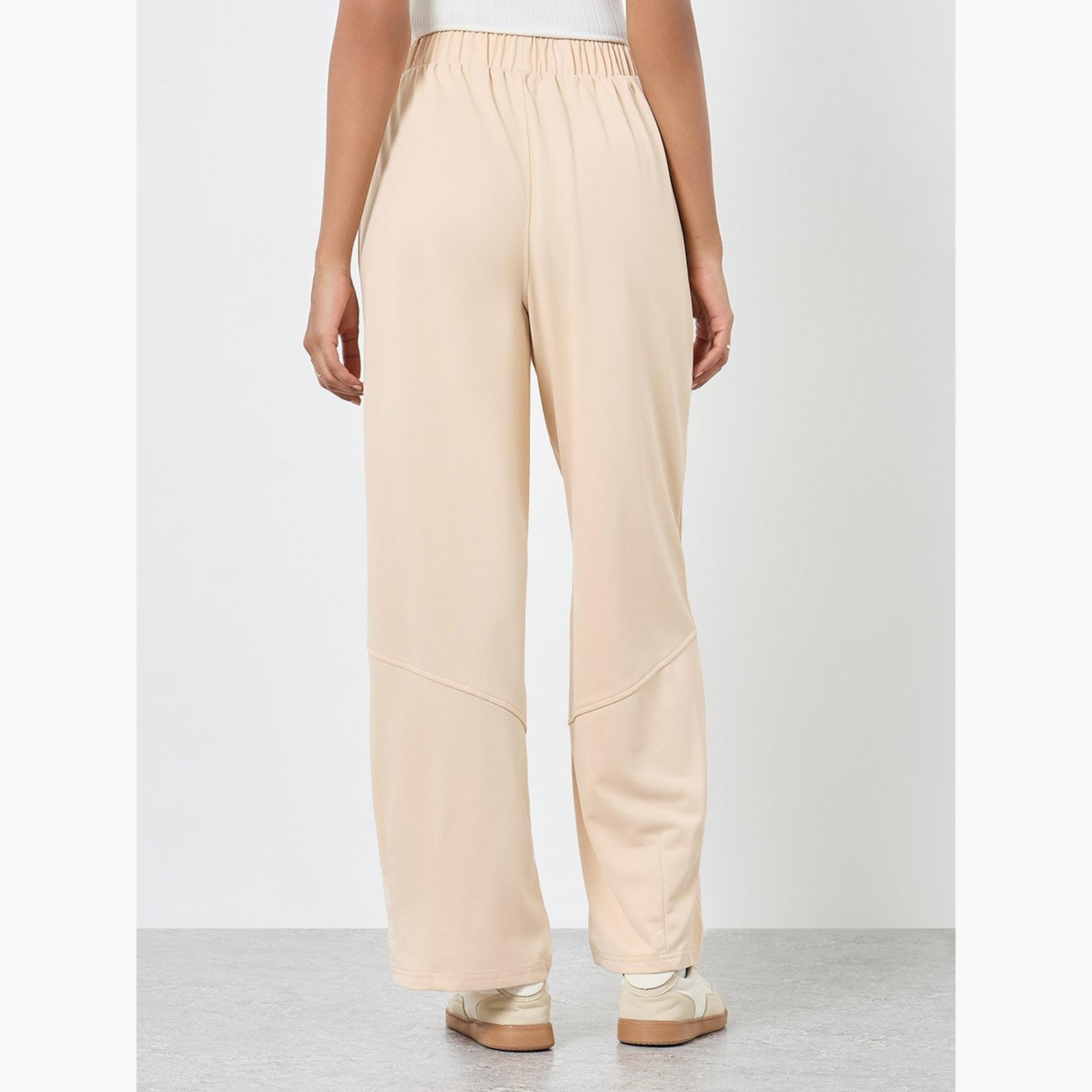 تيك تو - بنطال رياضي سادة باللون البيج مع خصر مطاطي-women-clothing-bottoms-joggers-image-4