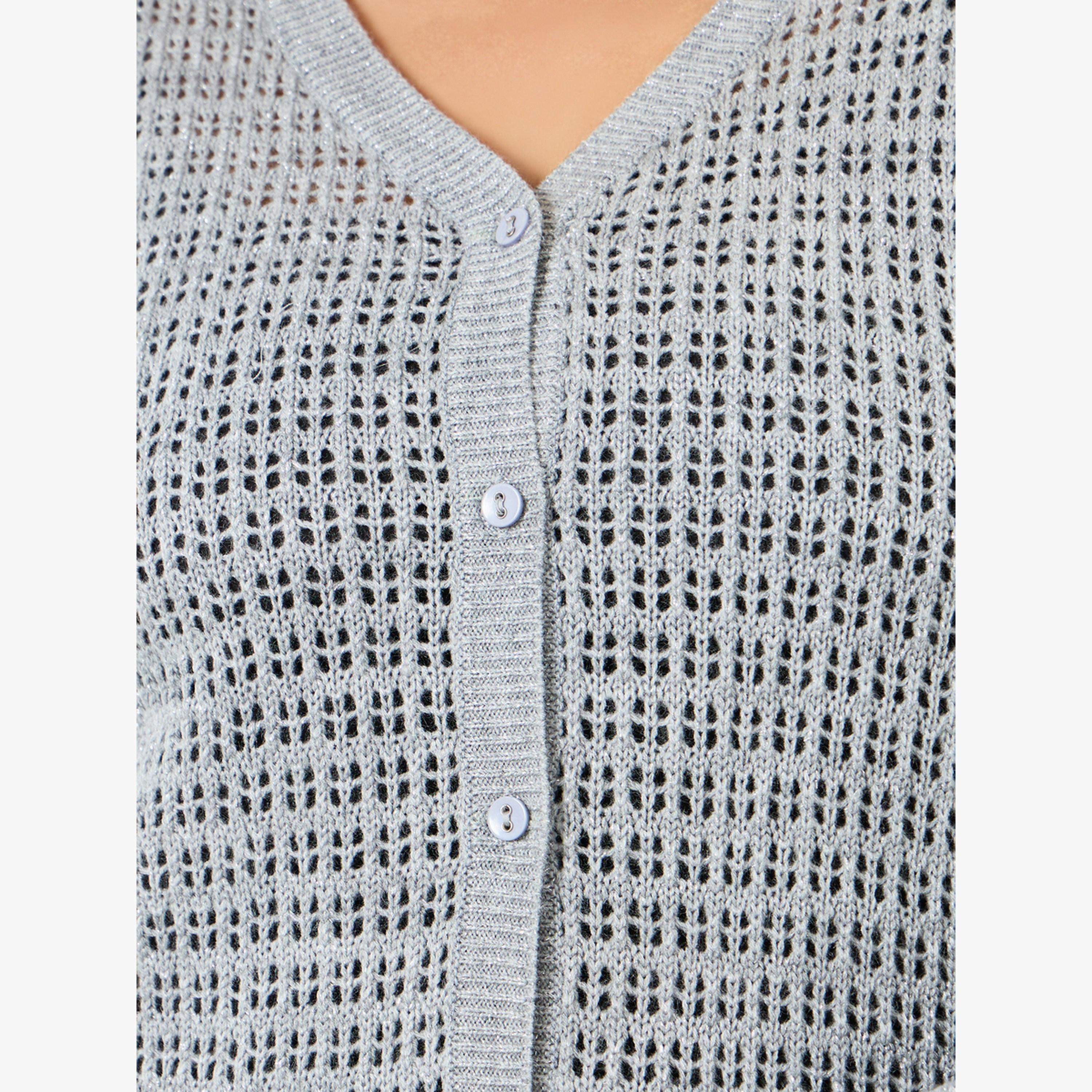 كارديجان محبوك طويل بمقاس كبير وتفاصيل بارزة الملمس-women-winterwear-cardigansandjumpers-cardigans-image-5
