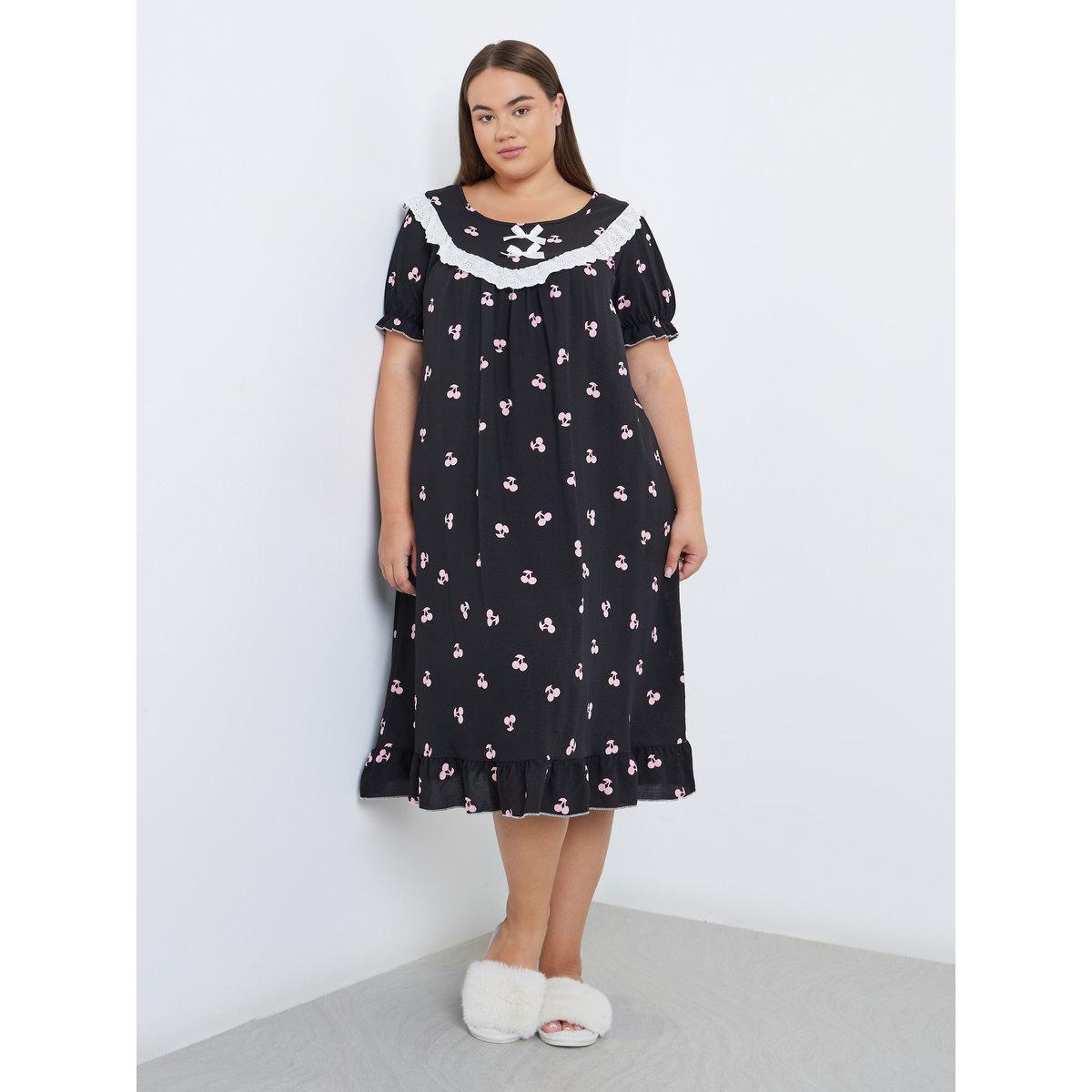 قميص نوم بمقاس كبير بتفاصيل فيونكة-women-clothing-nightwear-pyjamas-tops-image-1