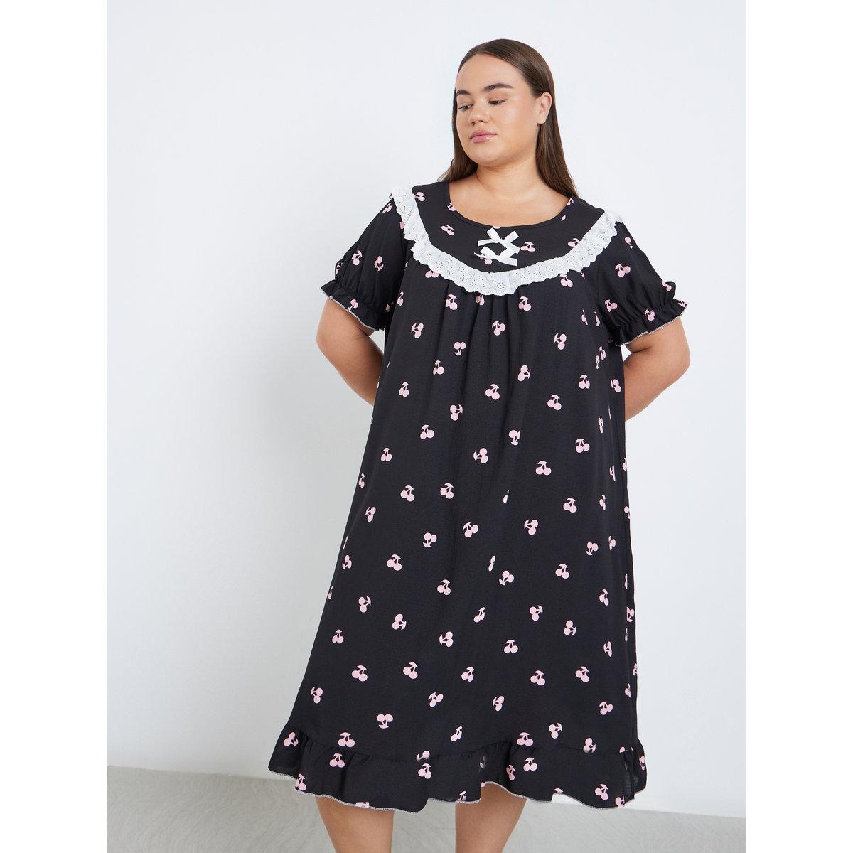 Styli Plus Printed Bow Detail Nightdress-women-clothing-nightwear-pyjamas-tops-image-2