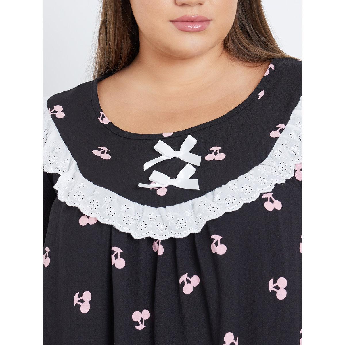 Styli Plus Printed Bow Detail Nightdress-women-clothing-nightwear-pyjamas-tops-image-3