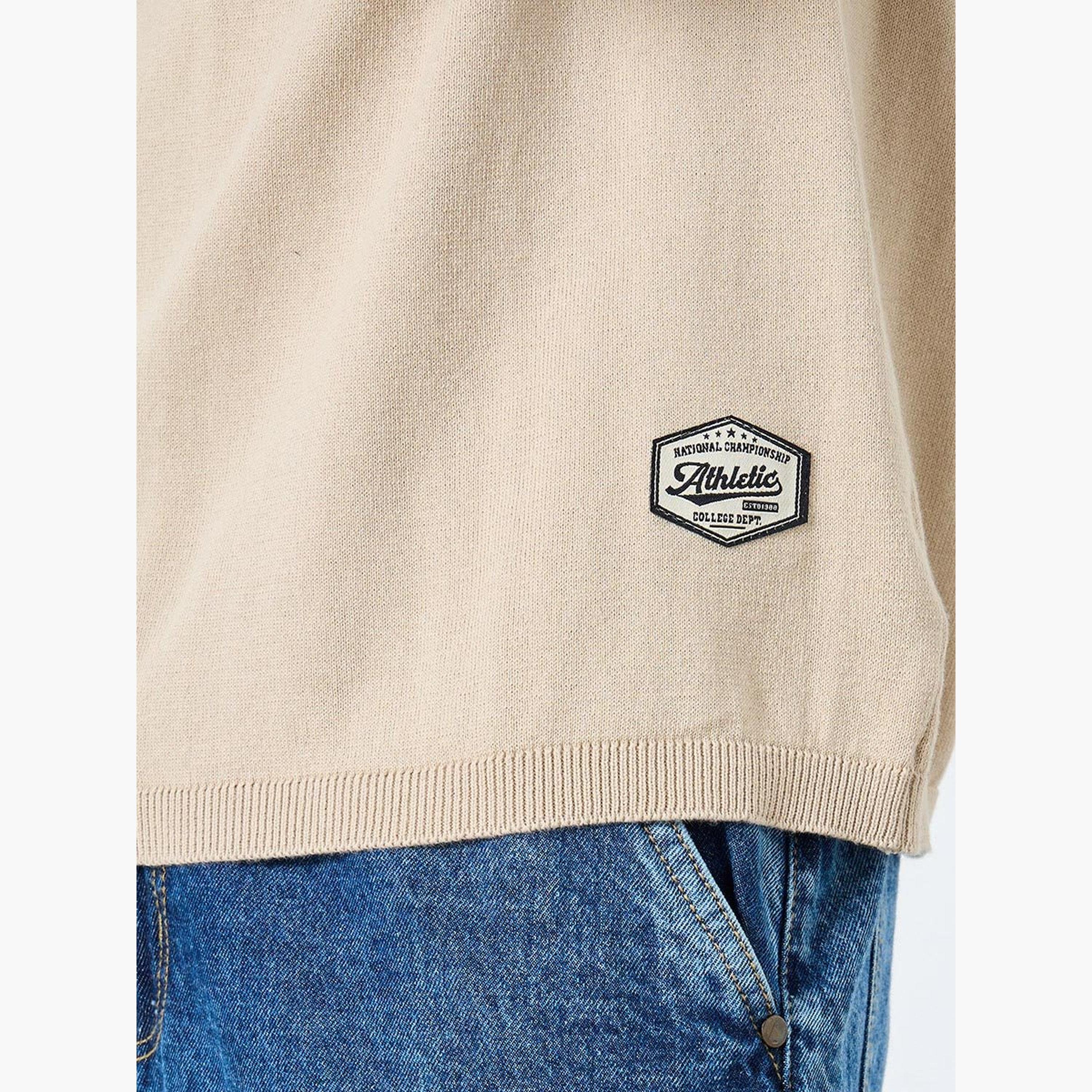 Styli Men Beige Flat Knit Boxy Fit T-Shirt-men-clothing-tshirtsandpolos-tshirts-image-3