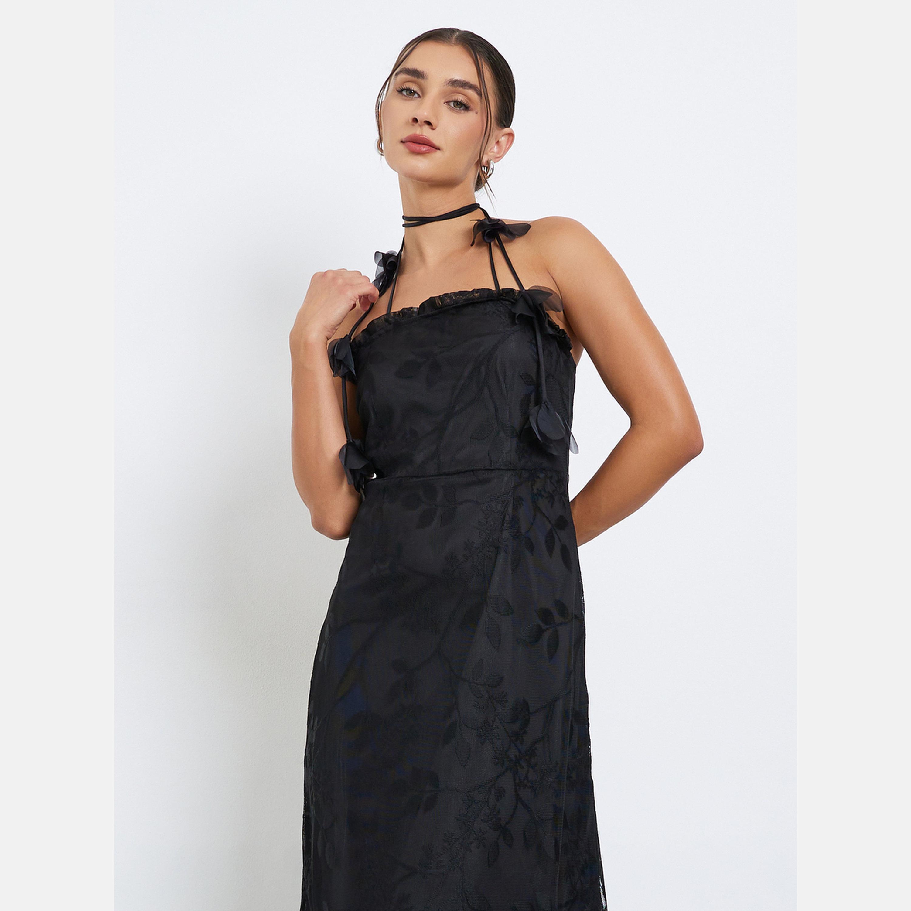 Styli Black Lace Maxi Evening Dress-women-clothing-dresses-image-3