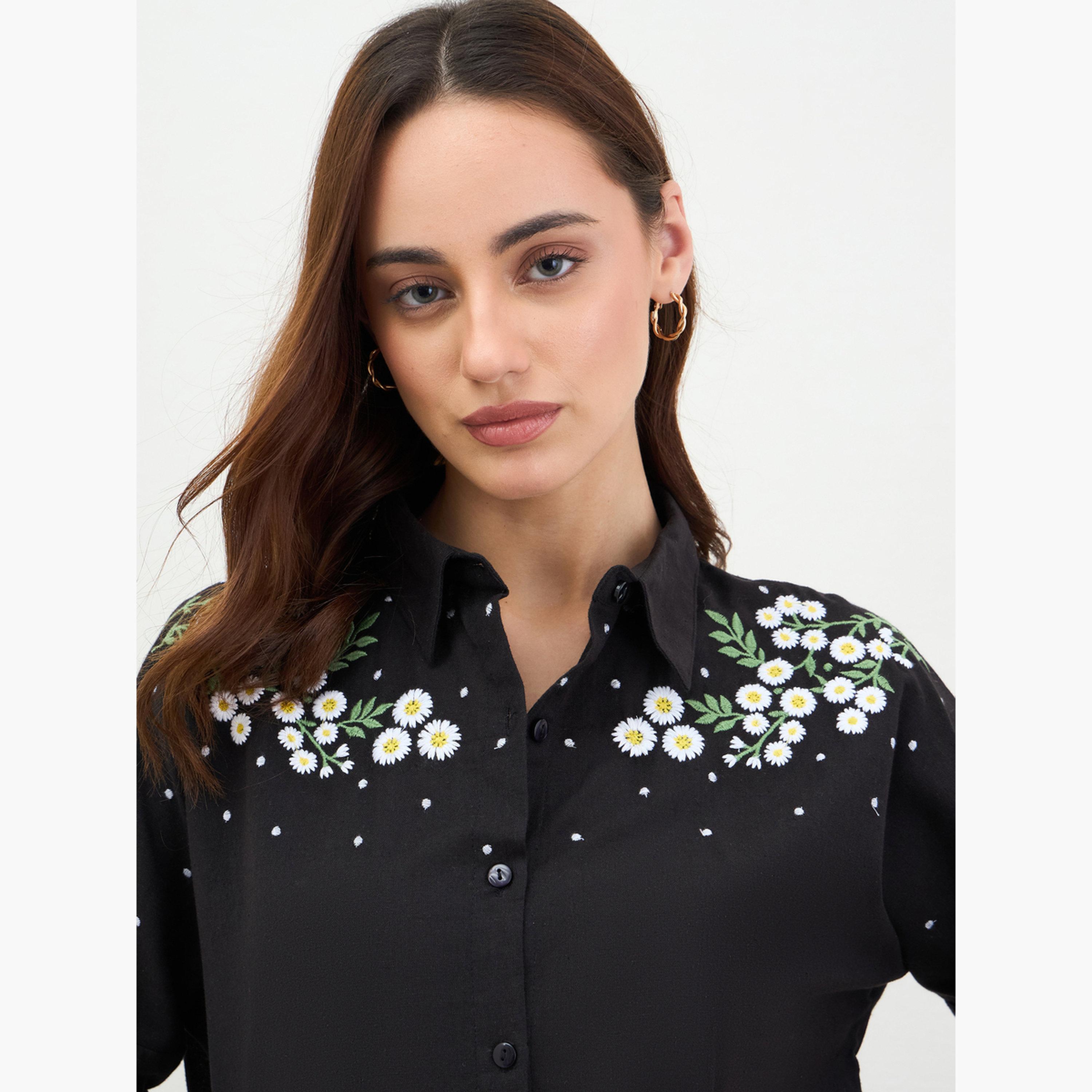 ستايلي - قميص أسود مطرز على الكتف-women-clothing-shirtsandblouses-shirts-image-3