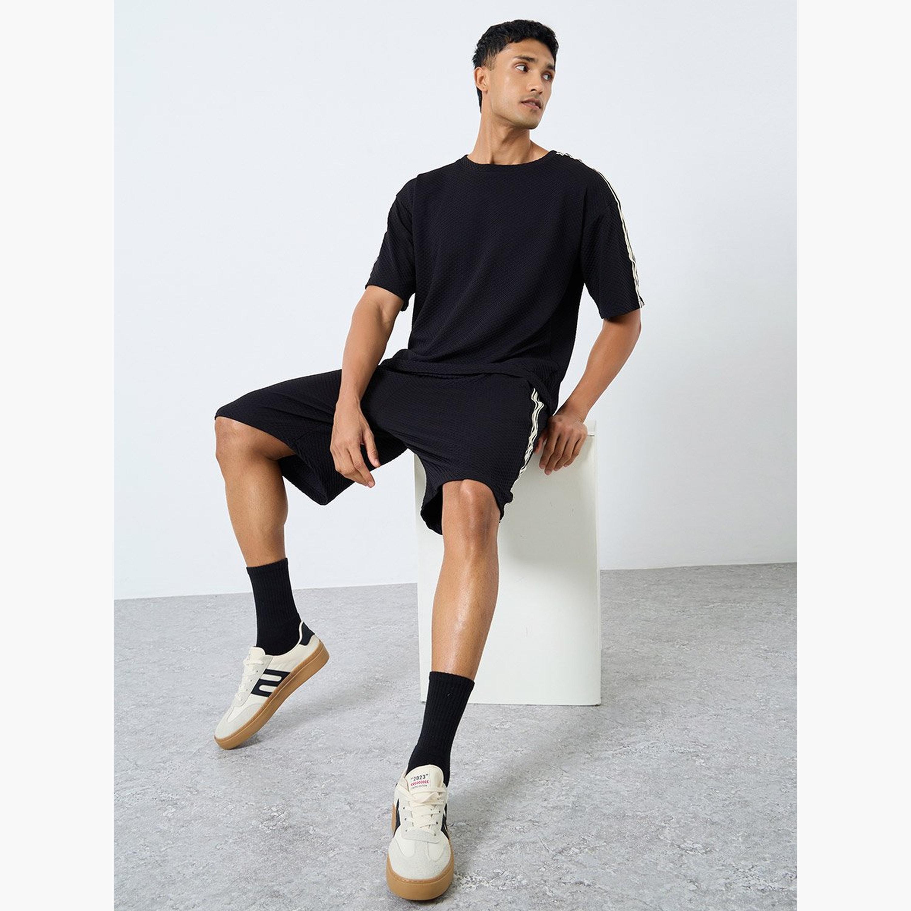 Styli Men Oversized Side Taping T-Shirt and Shorts Co-Ords-men-clothing-coordsets-image-1