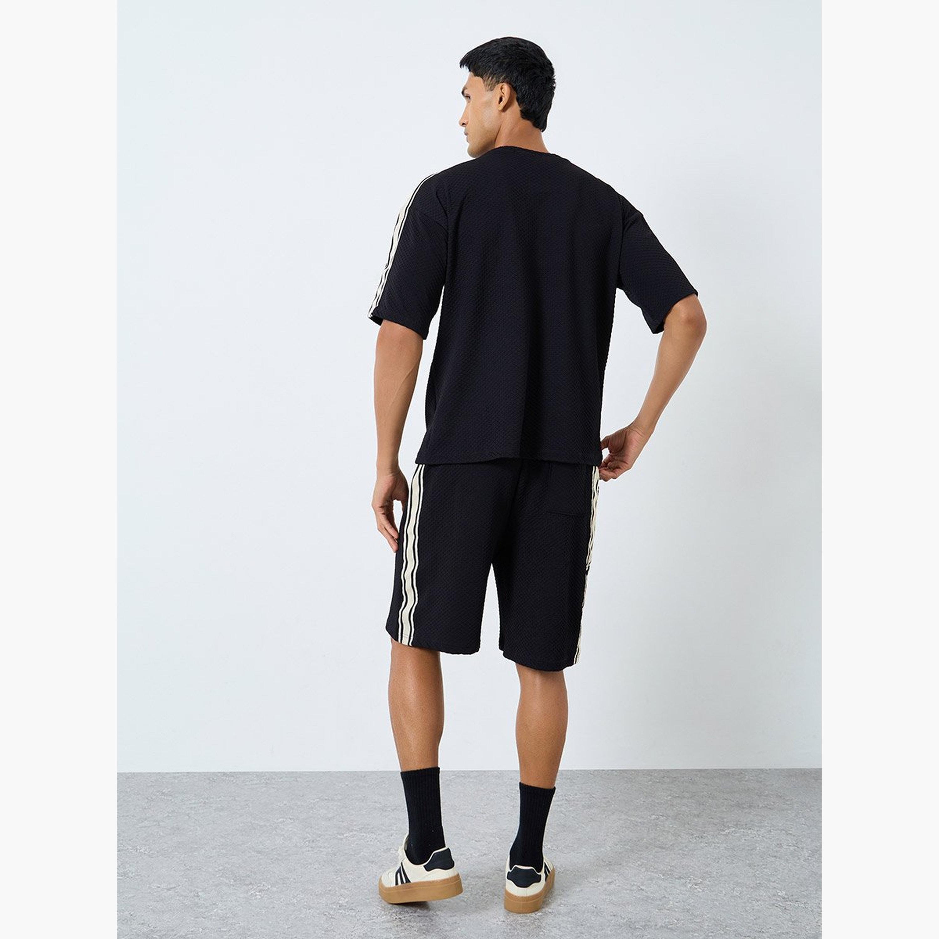 Styli Men Oversized Side Taping T-Shirt and Shorts Co-Ords-men-clothing-coordsets-image-4
