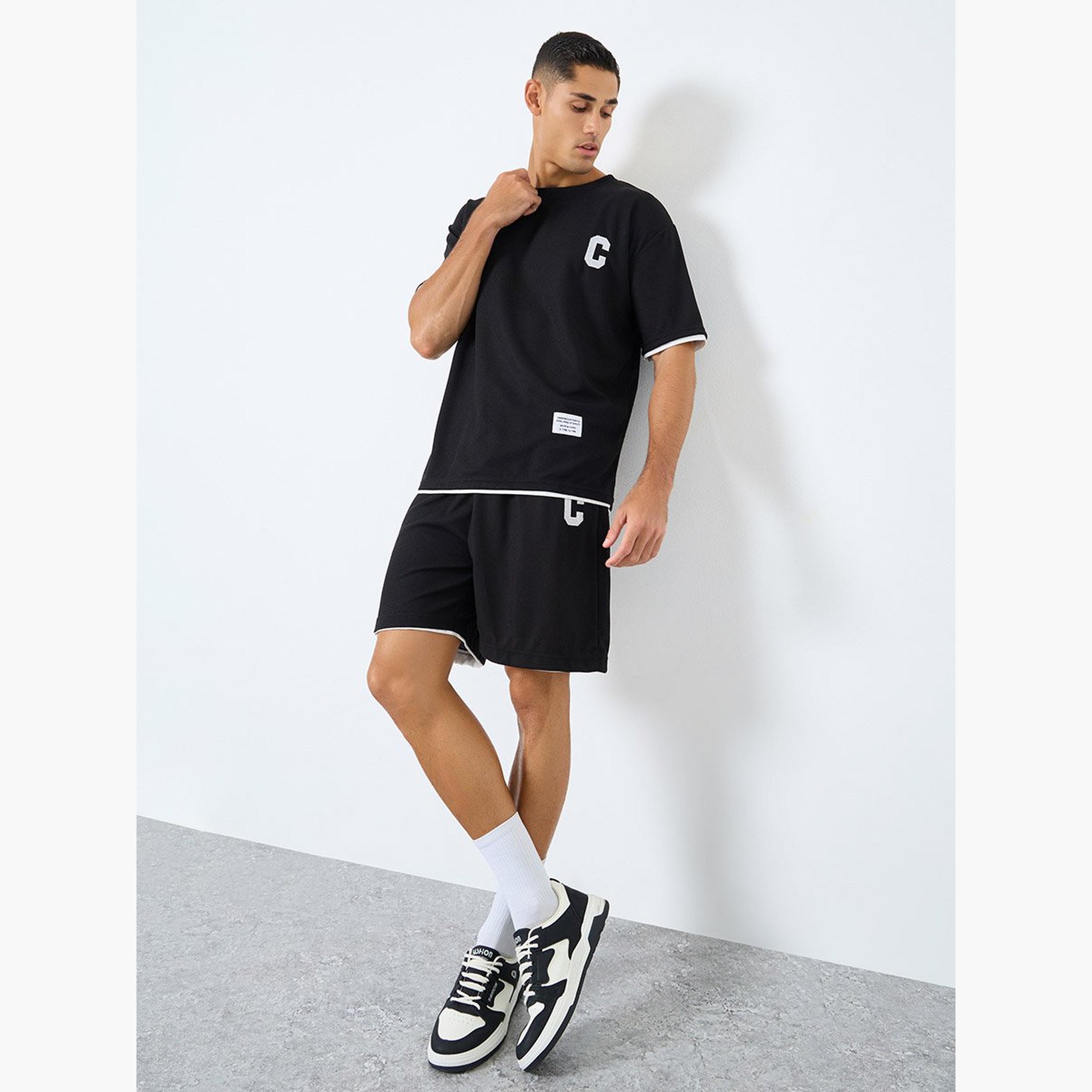ستايلي - تي شيرت للرجال مقاس كبير بأكمام قصيرة وشورت منسق-men-clothing-coordsets-image-1