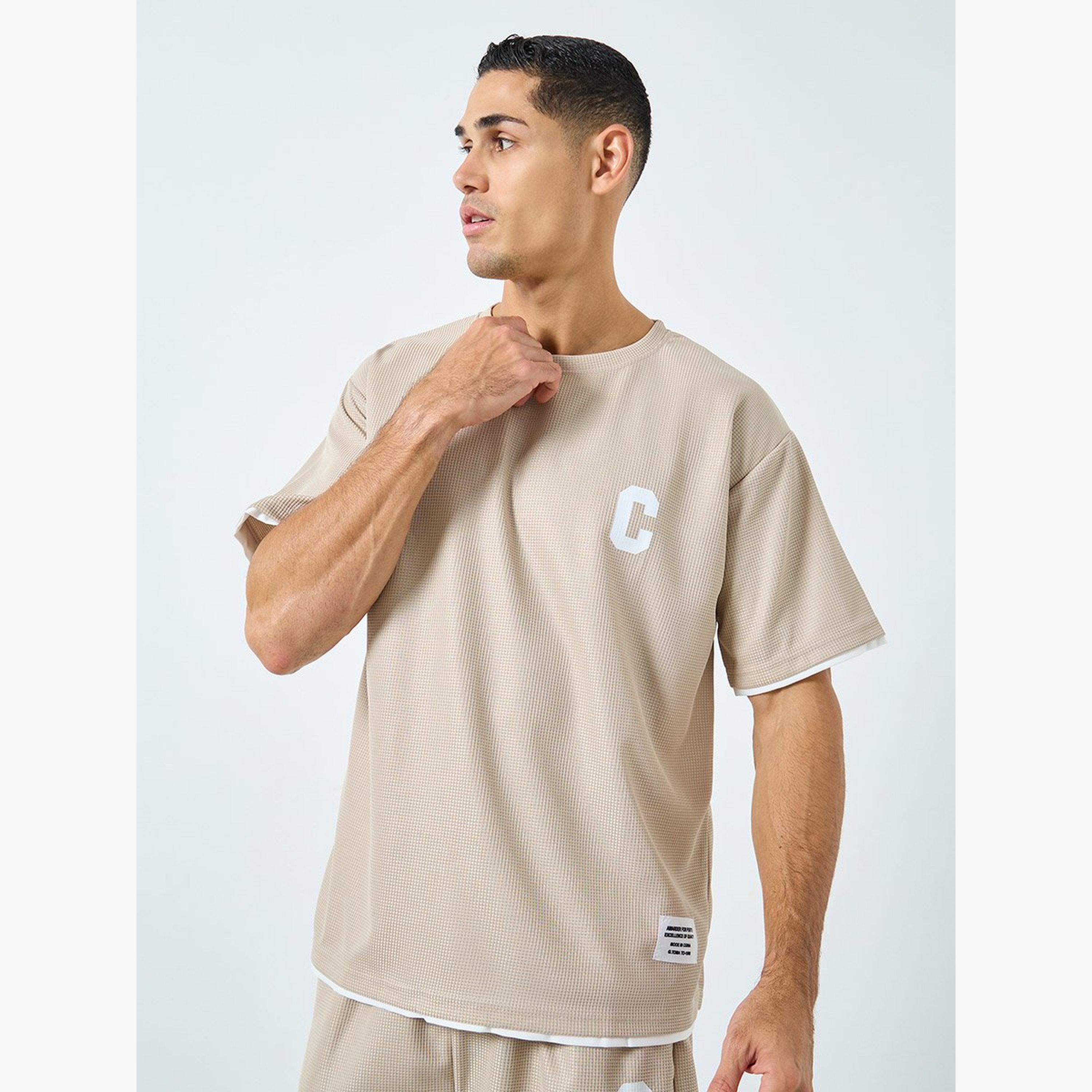 ستايلي - تي شيرت للرجال مقاس كبير بأكمام قصيرة وشورت منسق-men-clothing-coordsets-image-2