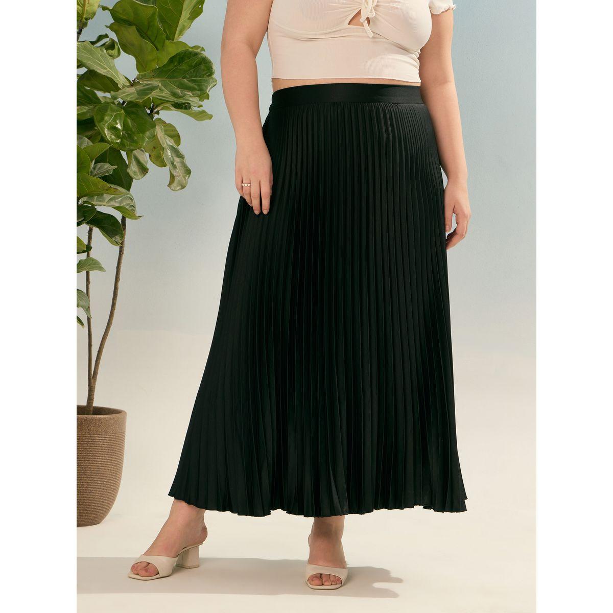 Sassafras Plus Black Accordion Pleated Skirt-women-clothing-bottoms-skirts-image-1