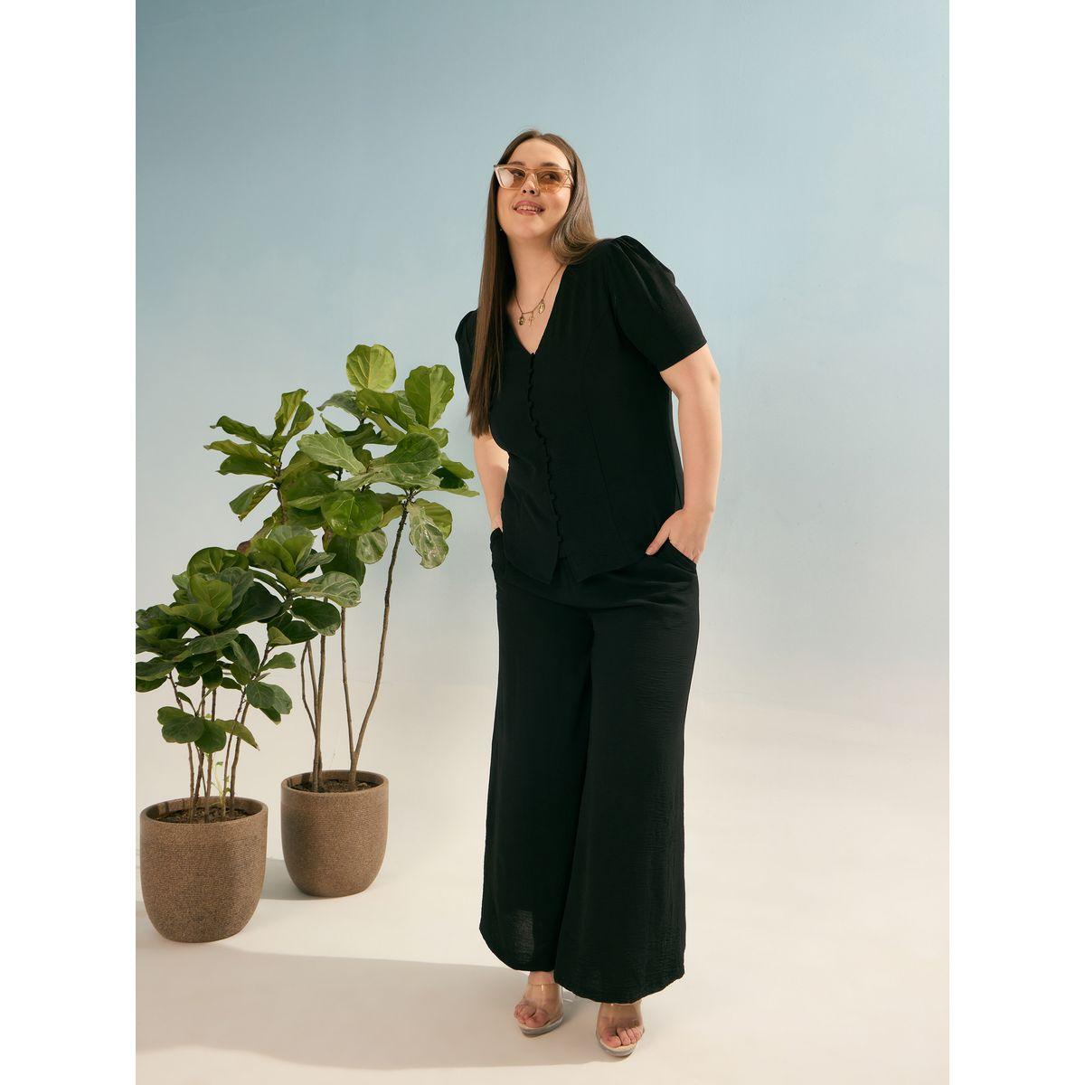 Sassafras Plus Black Solid Top and Trousers Co-Ords-women-clothing-dresses-image-2