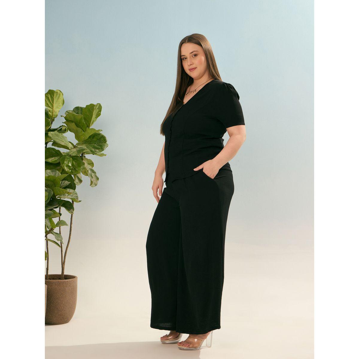 Sassafras Plus Black Solid Top and Trousers Co-Ords-women-clothing-dresses-image-3