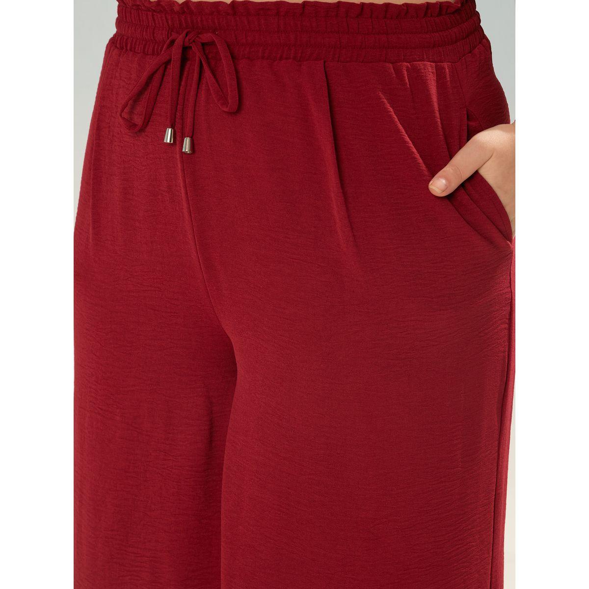 Sassafras Plus Maroon Solid Top and Trousers Co-Ords-women-clothing-dresses-image-5