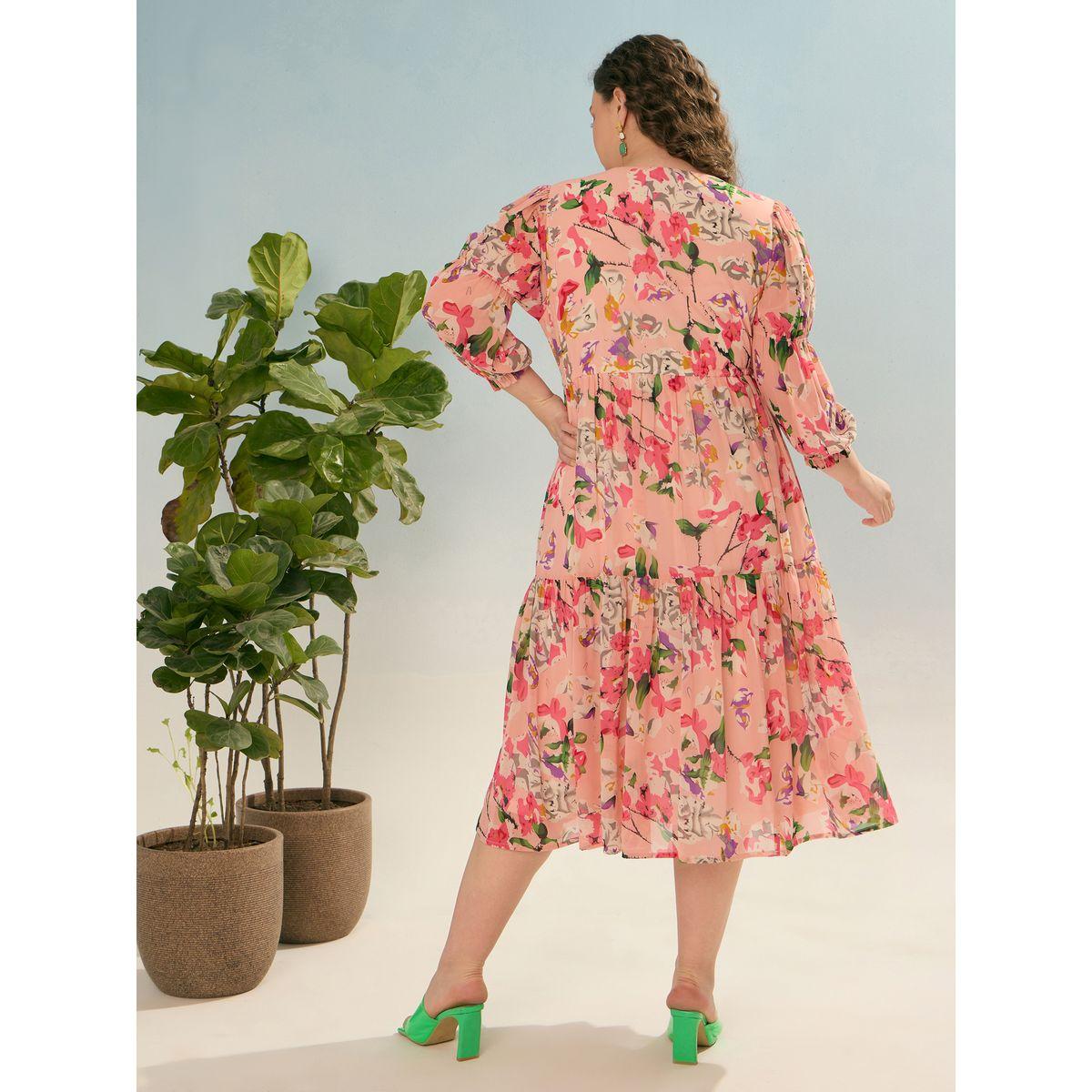 فستان ميدي بمقاس كبير بطبعة زهور-women-clothing-dresses-image-5