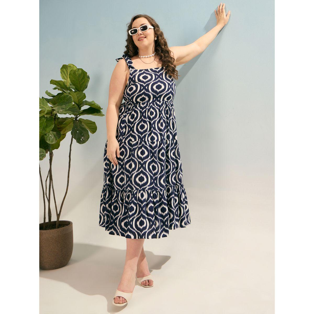 فستان بمقاس كبير بتفاصيل كسرات مع ربطة-women-clothing-dresses-image-1