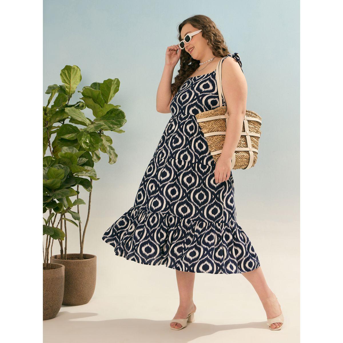 فستان بمقاس كبير بتفاصيل كسرات مع ربطة-women-clothing-dresses-image-2