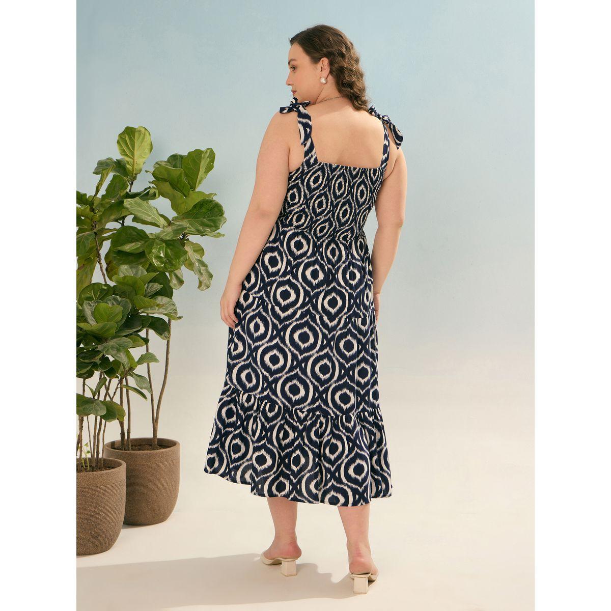 فستان بمقاس كبير بتفاصيل كسرات مع ربطة-women-clothing-dresses-image-5
