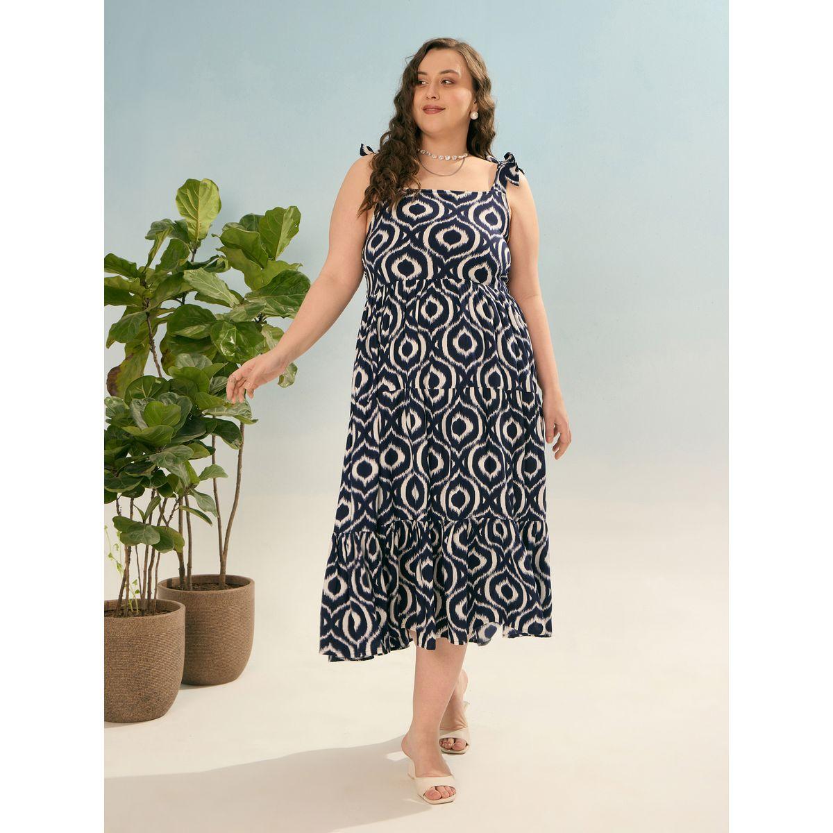 فستان بمقاس كبير بتفاصيل كسرات مع ربطة-women-clothing-dresses-image-6