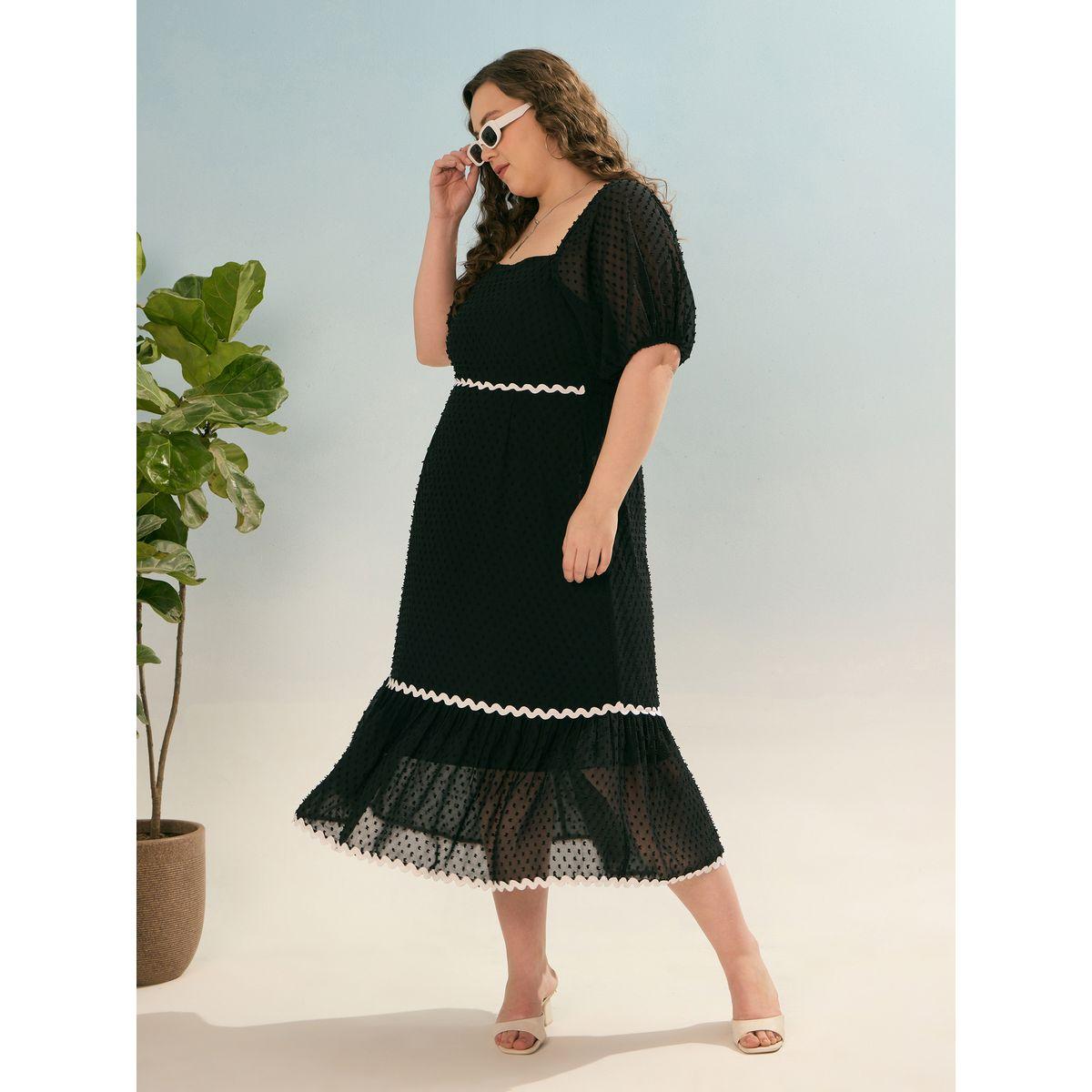Sassafras Plus Black Dobby Smocked Midi Dress-women-clothing-dresses-image-2