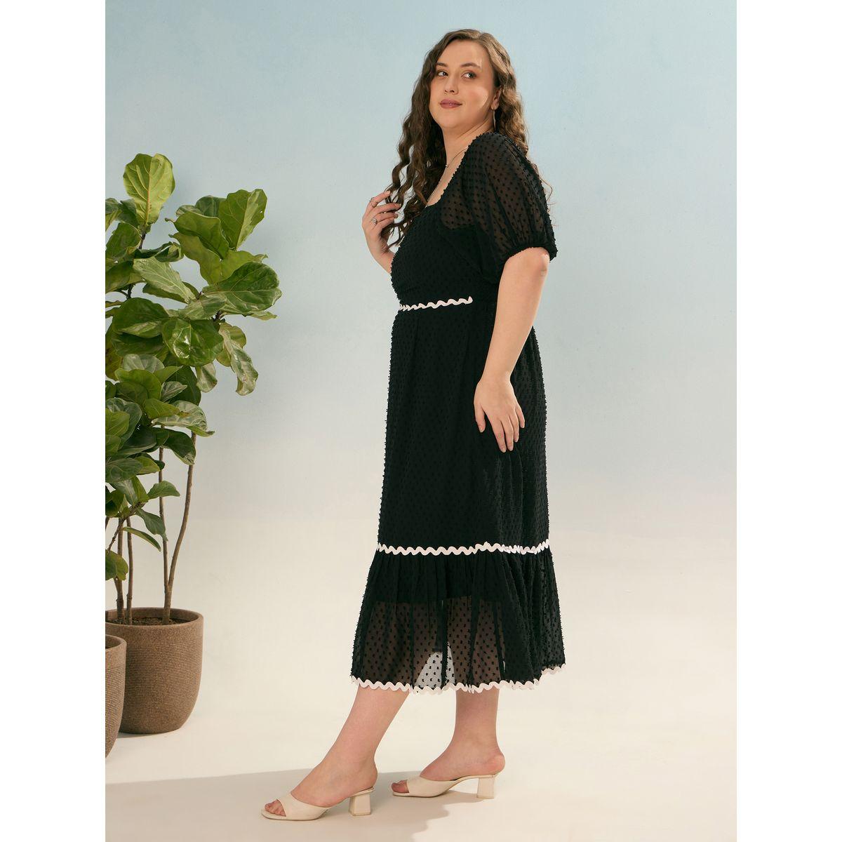 Sassafras Plus Black Dobby Smocked Midi Dress-women-clothing-dresses-image-3