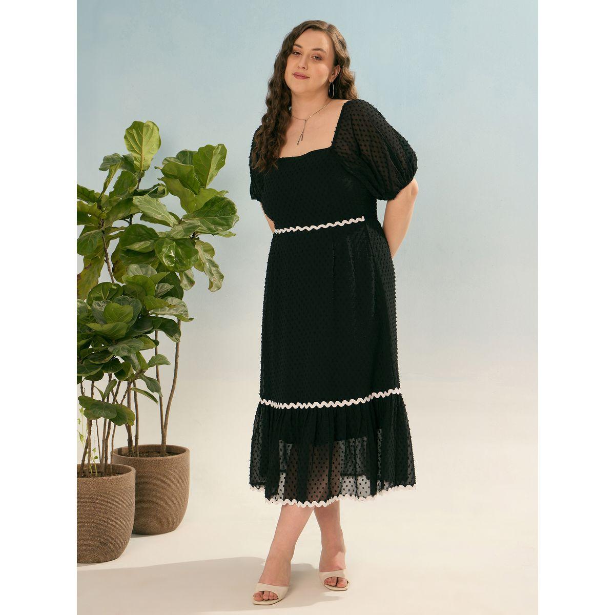 Sassafras Plus Black Dobby Smocked Midi Dress-women-clothing-dresses-image-6
