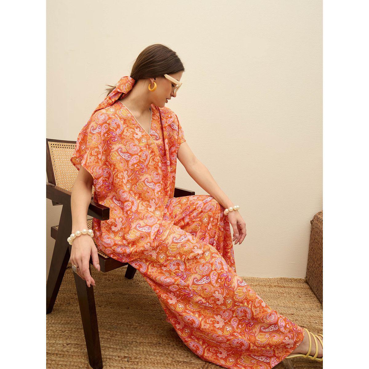 طقم منسق من بنطال وبلوزة بطبعة بيزلي-women-clothing-coordsets-image-2