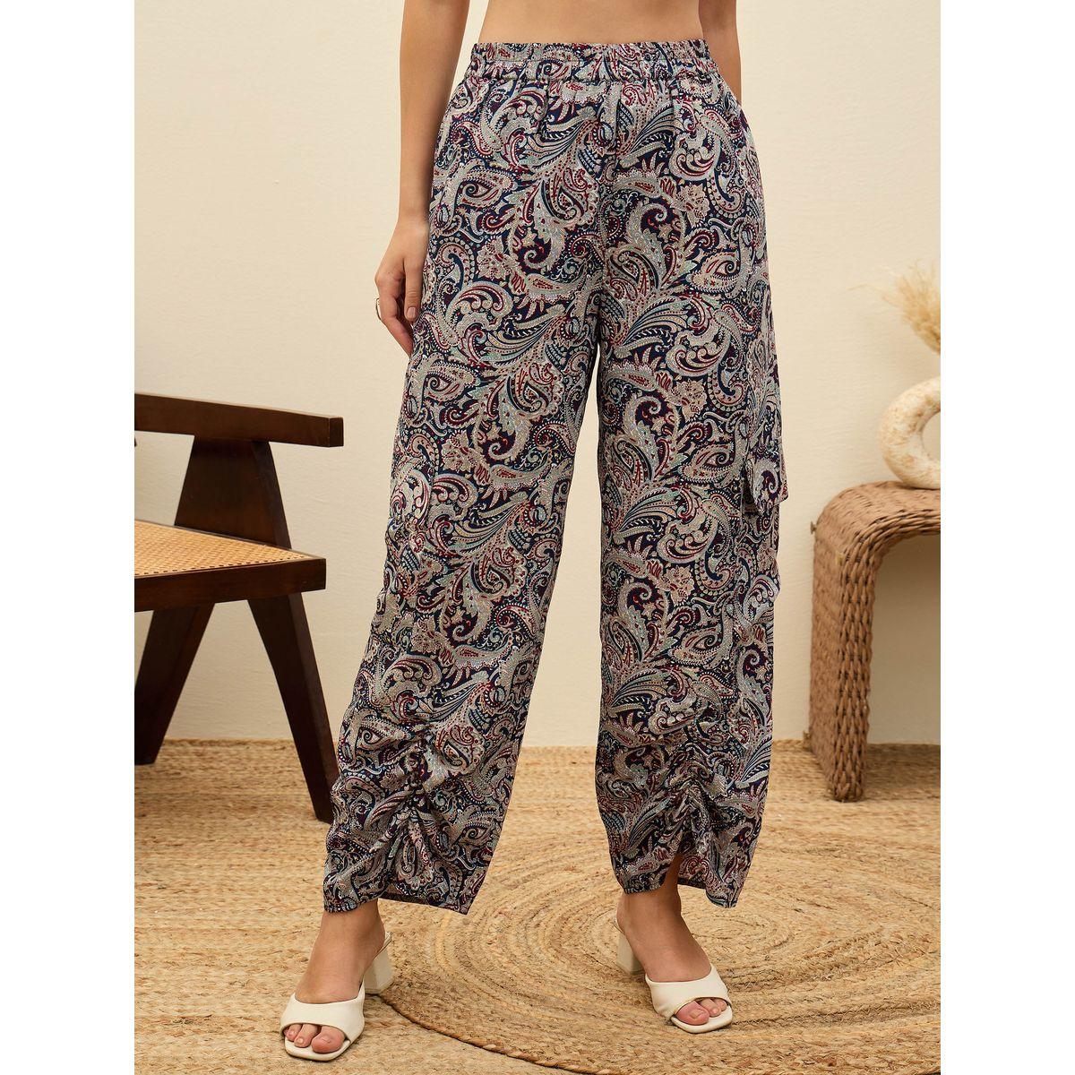 Sassafras Paisley Print Tie-Front Crop Top and Trousers Co-Ords-women-clothing-coordsets-image-7