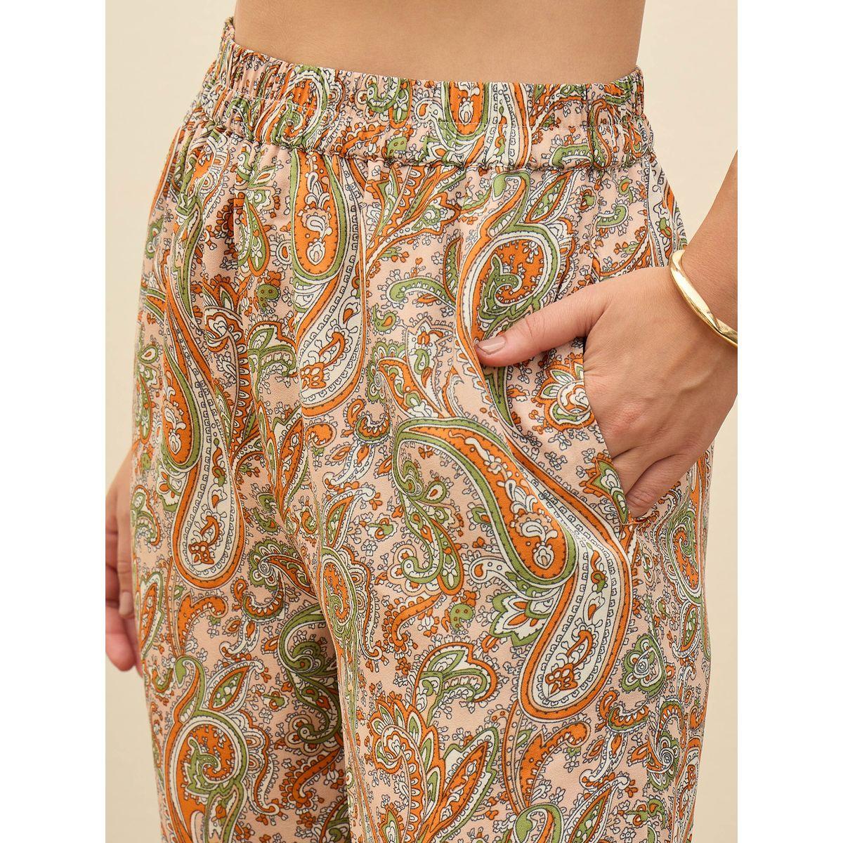 Sassafras Paisley Print Tie-Front Crop Top and Trousers Co-Ords-women-clothing-coordsets-image-5
